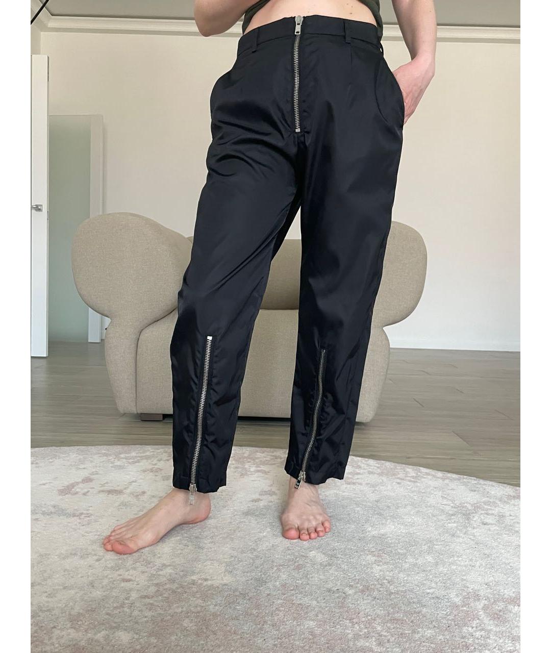 PRADA Черные полиамидовые прямые брюки, фото 6