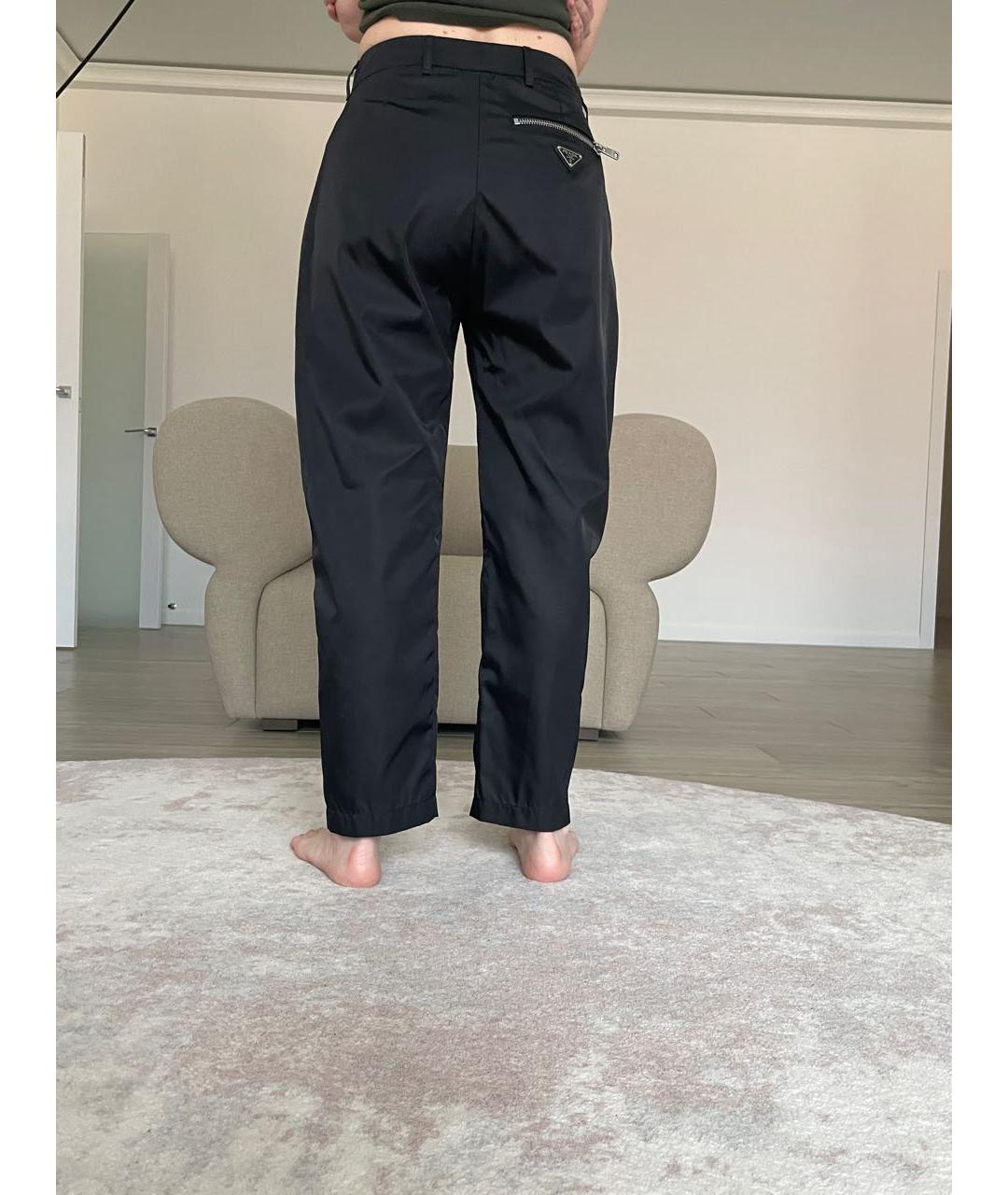 PRADA Черные полиамидовые прямые брюки, фото 2