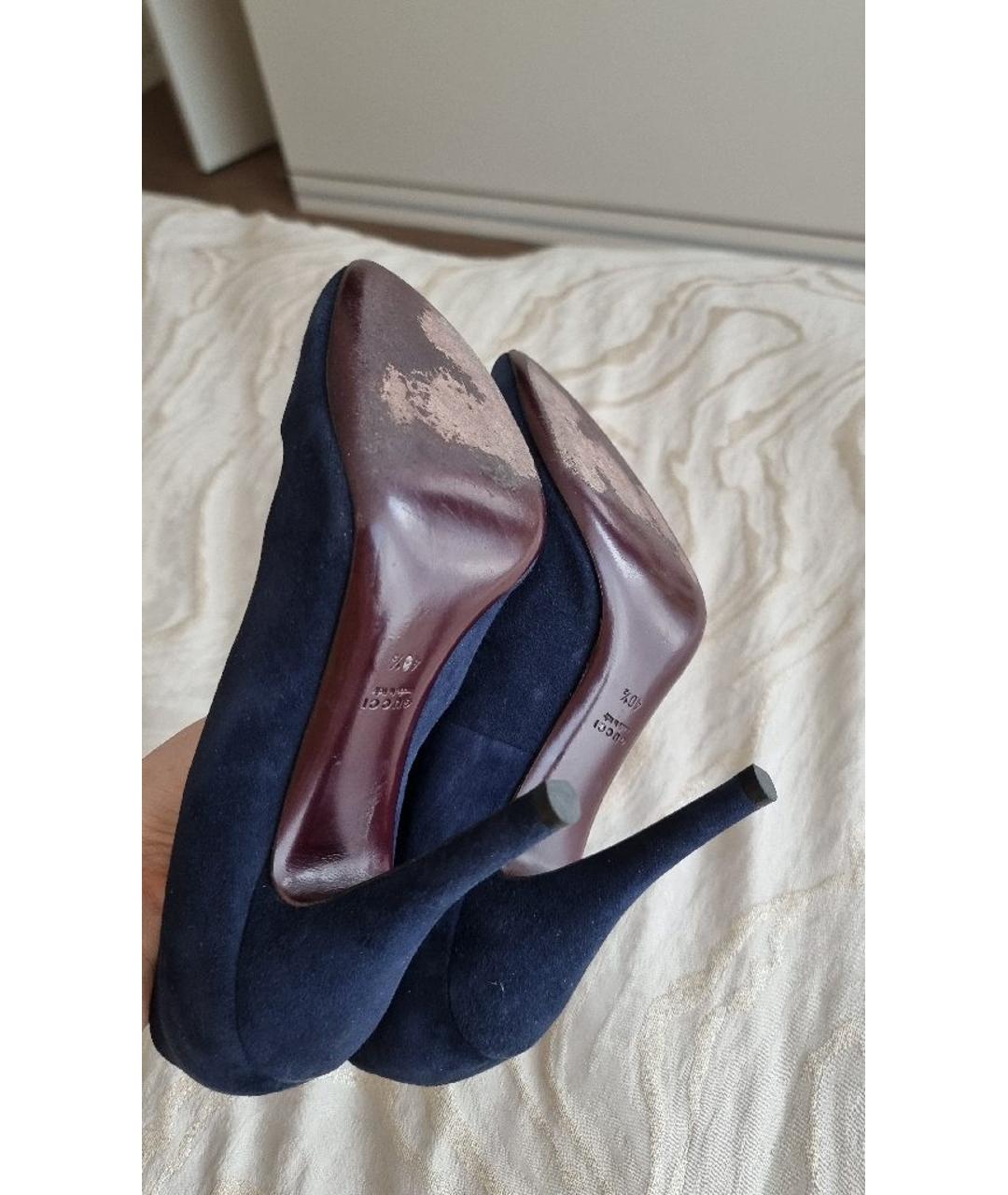 GUCCI Темно-синие замшевые туфли, фото 5