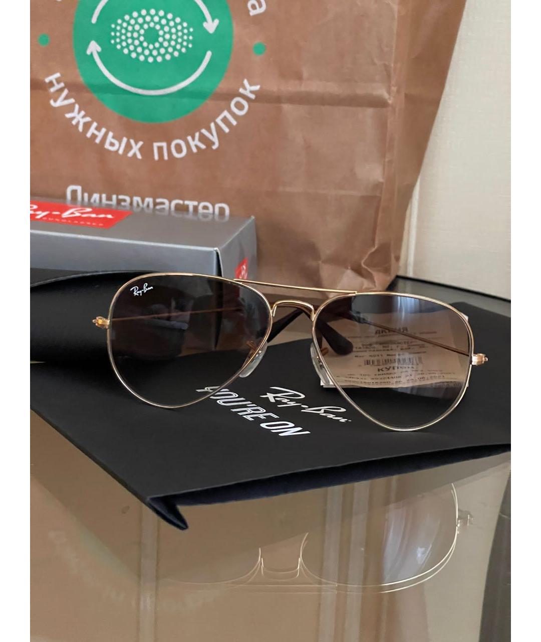 RAY BAN Коричневые пластиковые солнцезащитные очки, фото 8