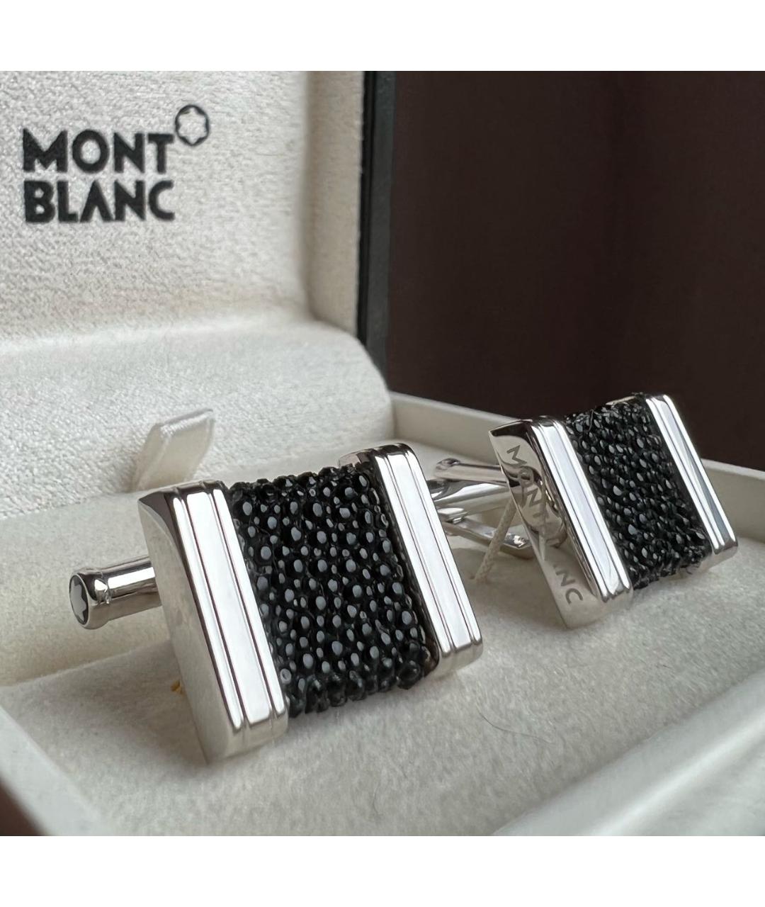 MONTBLANC Черные серебряные запонки, фото 2
