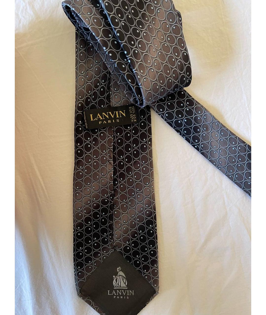 LANVIN Синий шелковый галстук, фото 2