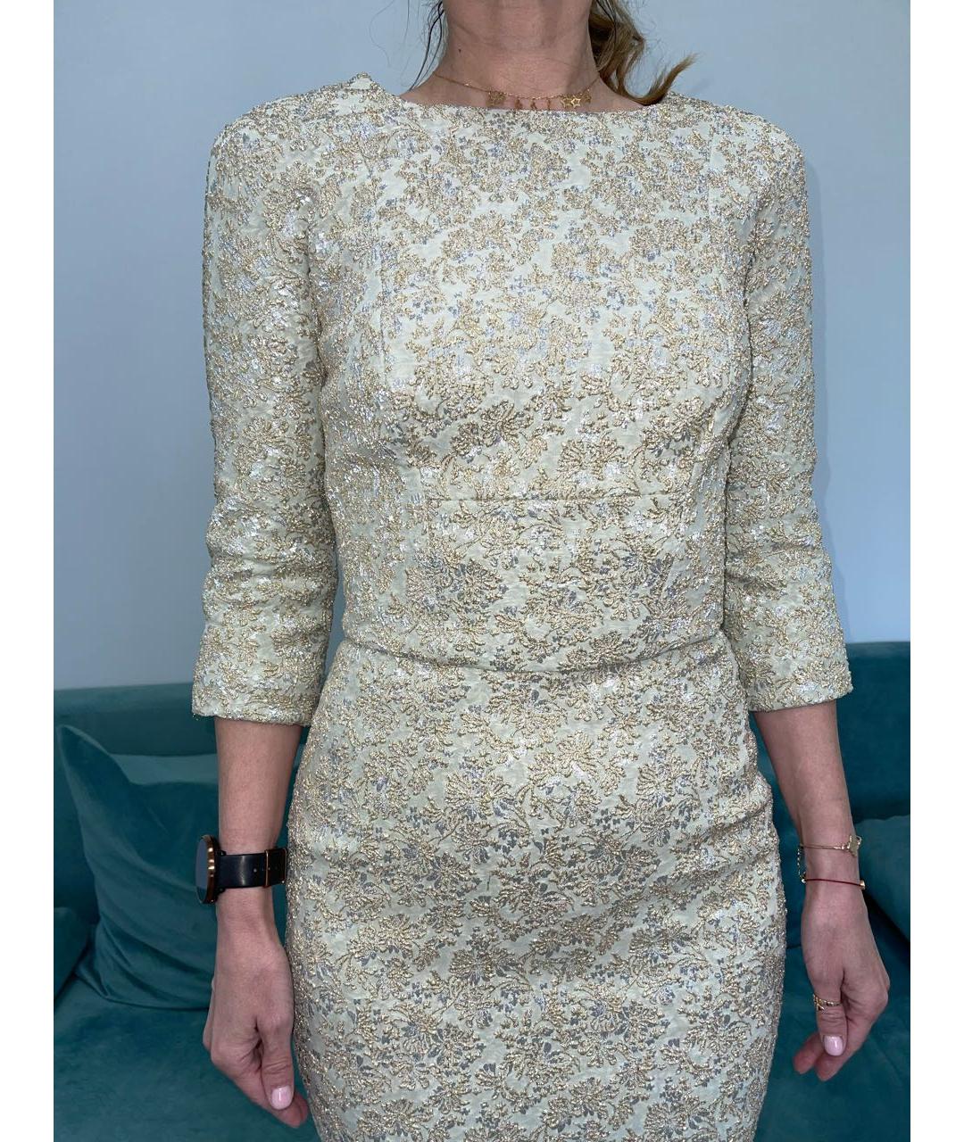ROCHAS Золотое полиамидовое вечернее платье, фото 8