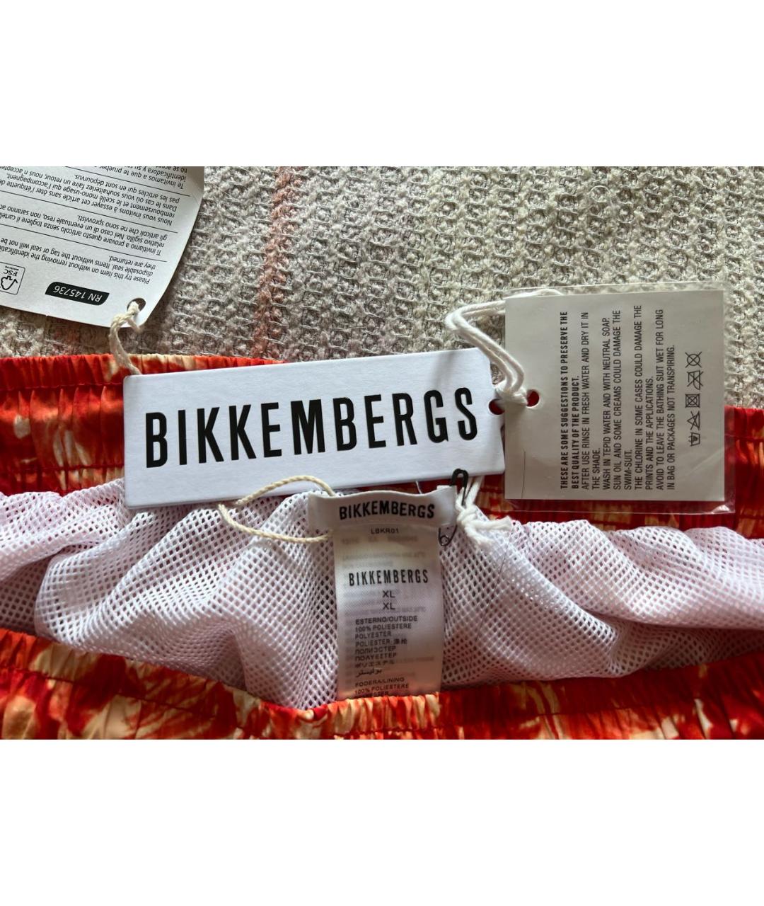 BIKKEMBERGS Оранжевое полиэстеровые шорты, фото 3