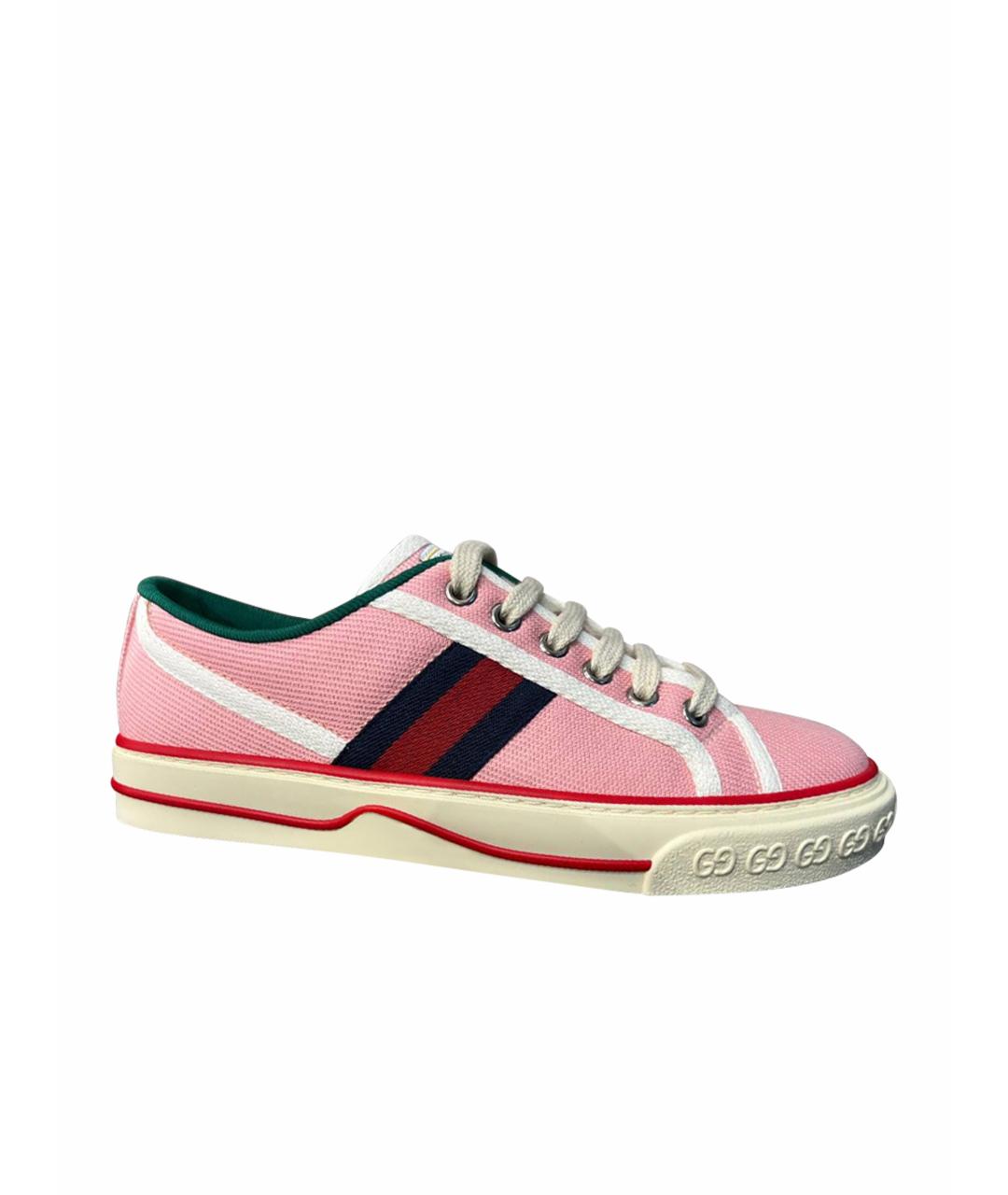 GUCCI Розовые текстильные кеды, фото 1