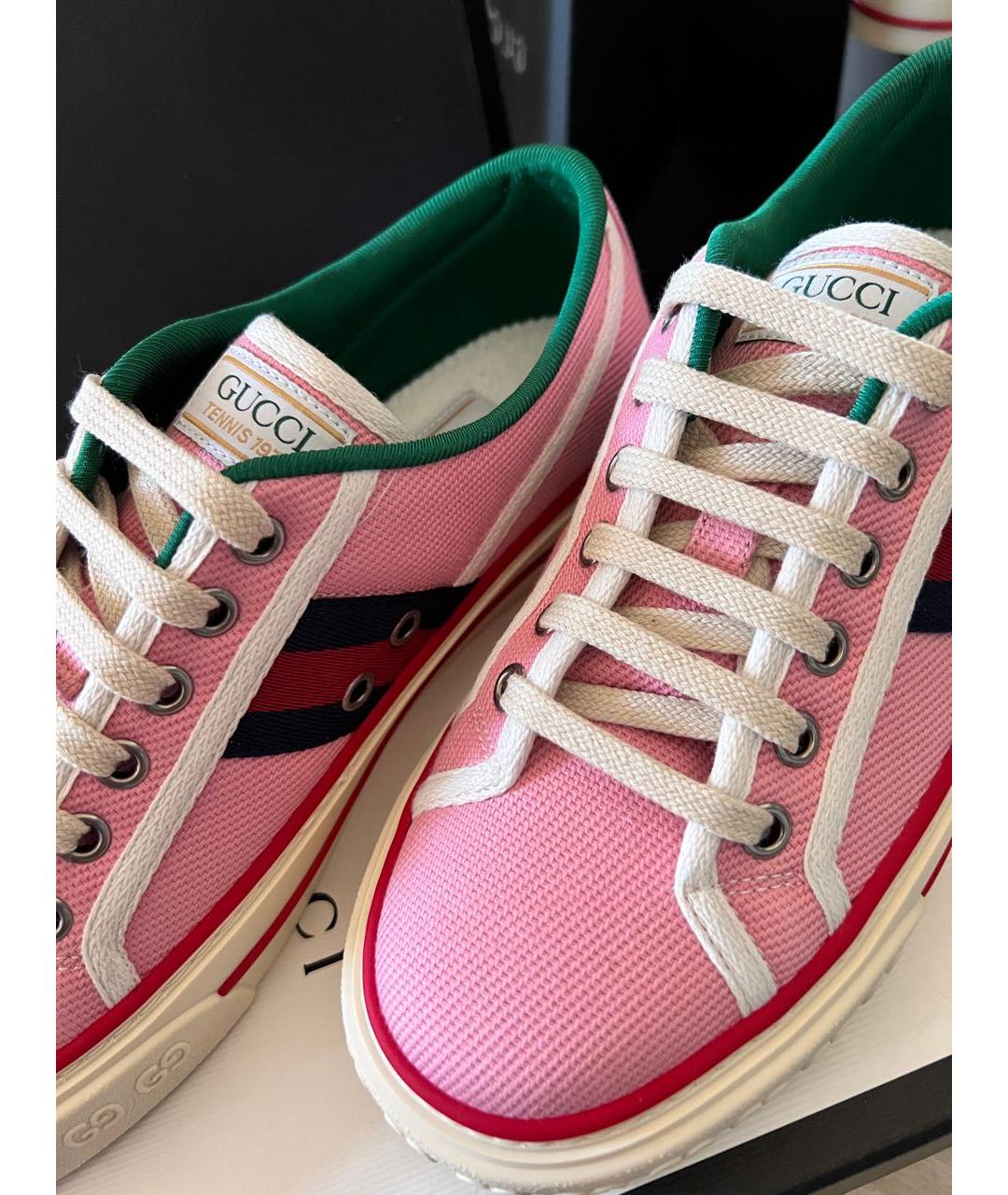 GUCCI Розовые текстильные кеды, фото 6