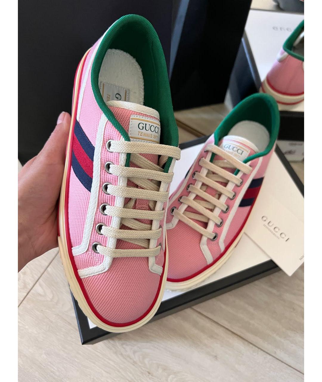 GUCCI Розовые текстильные кеды, фото 2