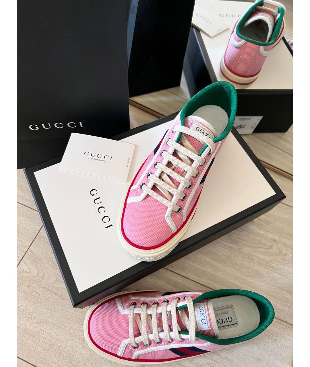 GUCCI Розовые текстильные кеды, фото 5