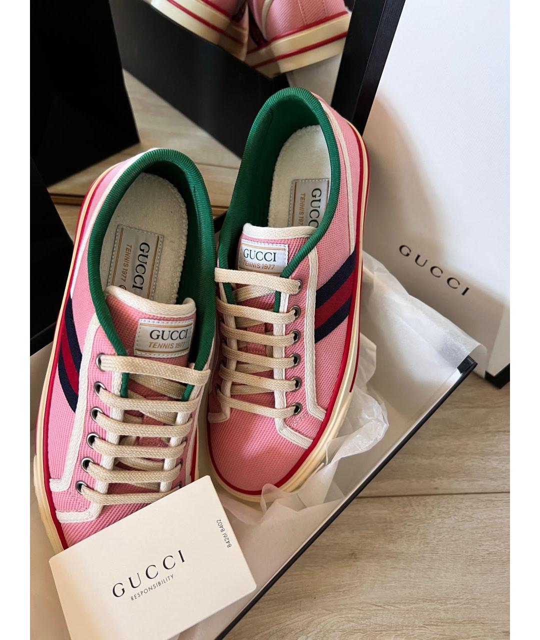 GUCCI Розовые текстильные кеды, фото 7