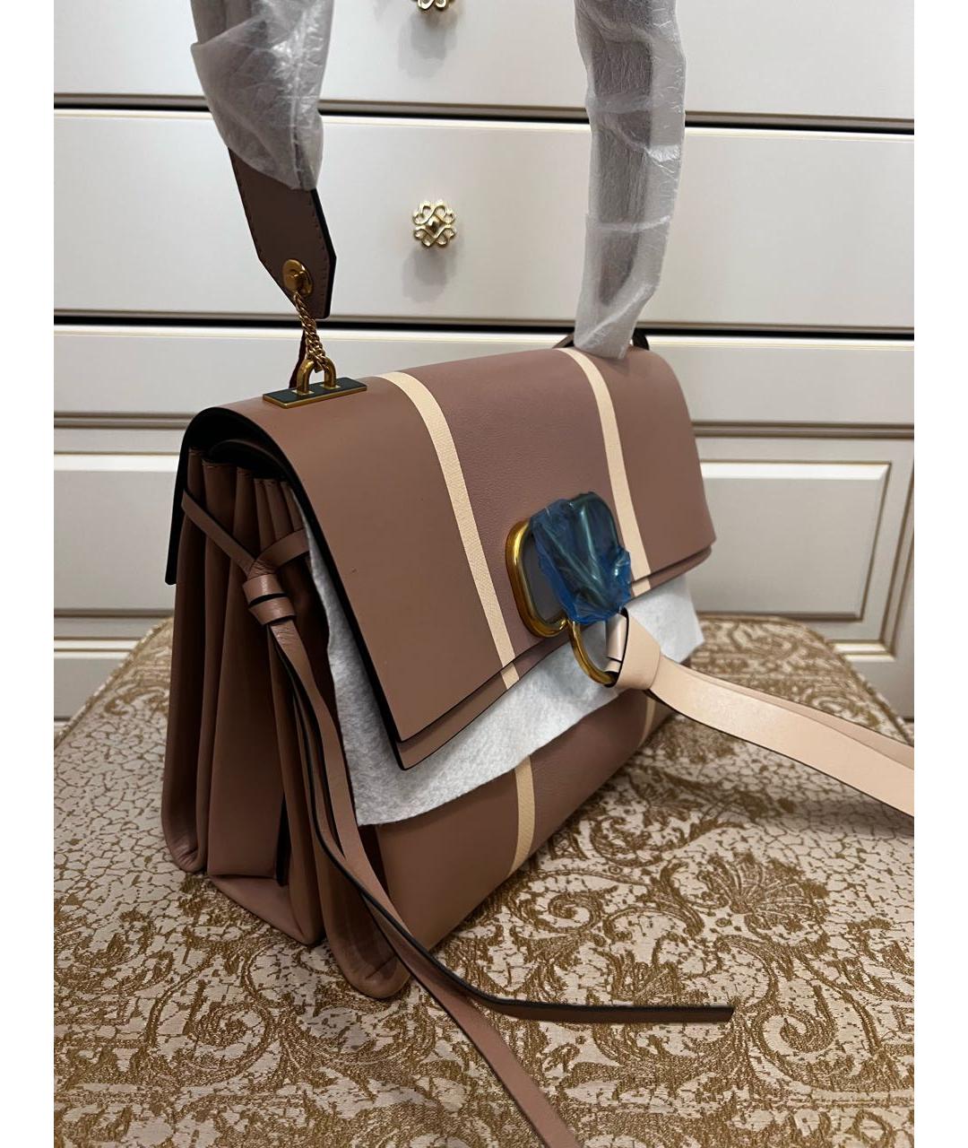VALENTINO Бежевая кожаная сумка с короткими ручками, фото 3