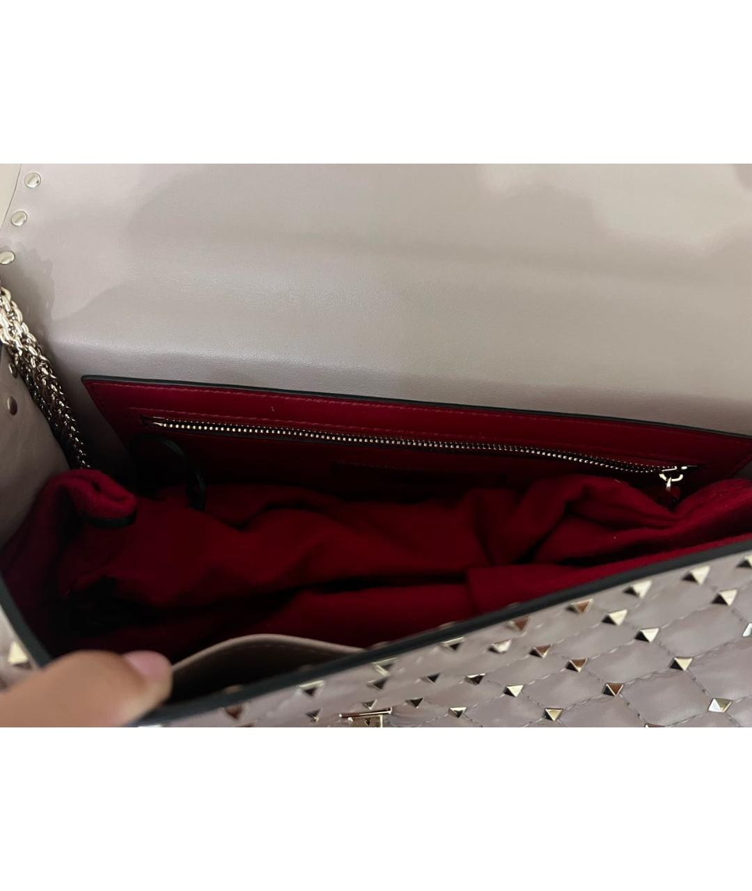 VALENTINO Бежевая кожаная сумка через плечо, фото 4