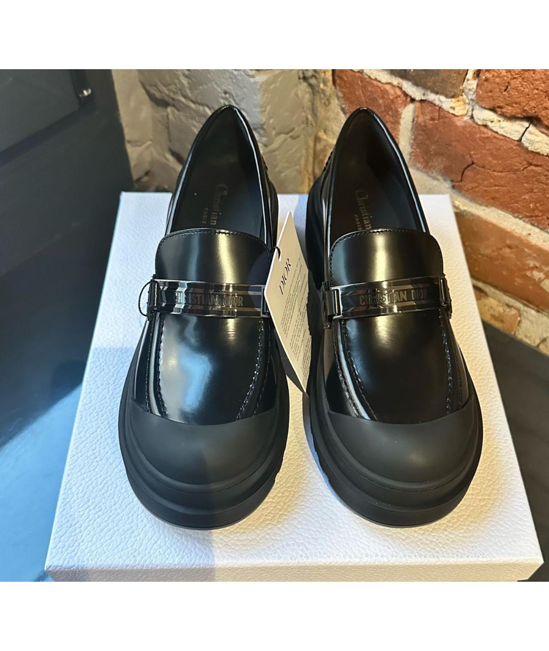 CHRISTIAN DIOR Черные кожаные лоферы, фото 2