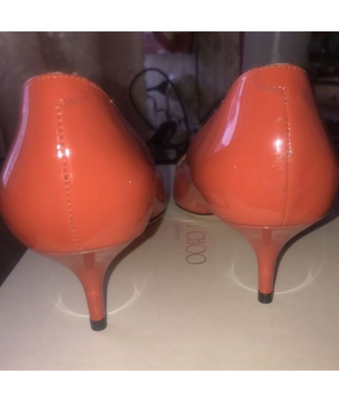 JIMMY CHOO Оранжевое туфли из лакированной кожи, фото 6