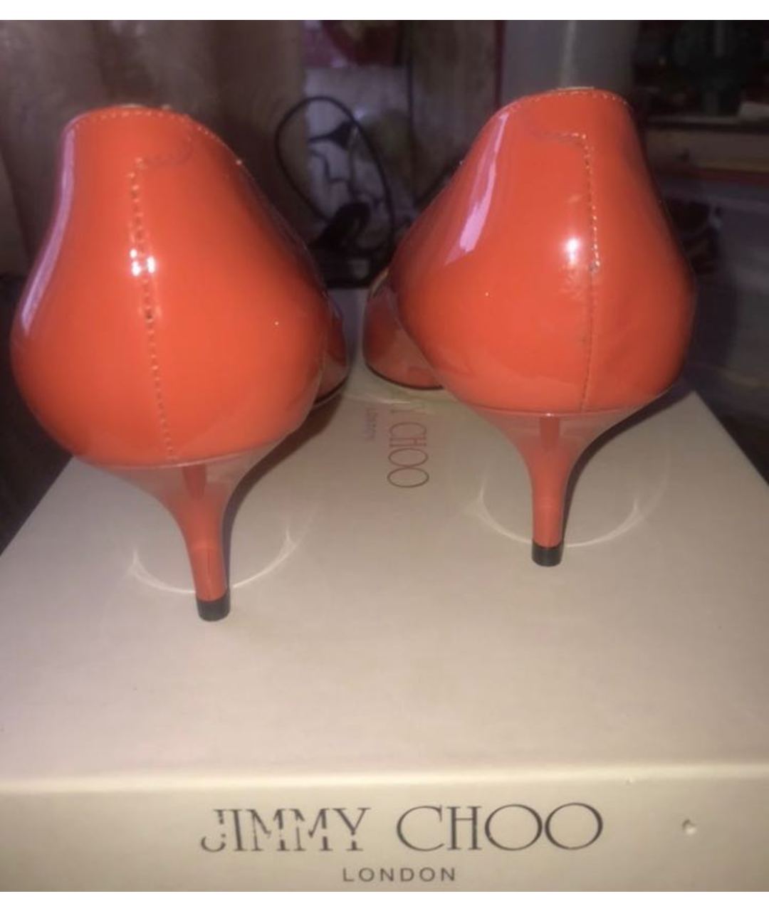JIMMY CHOO Оранжевое туфли из лакированной кожи, фото 4