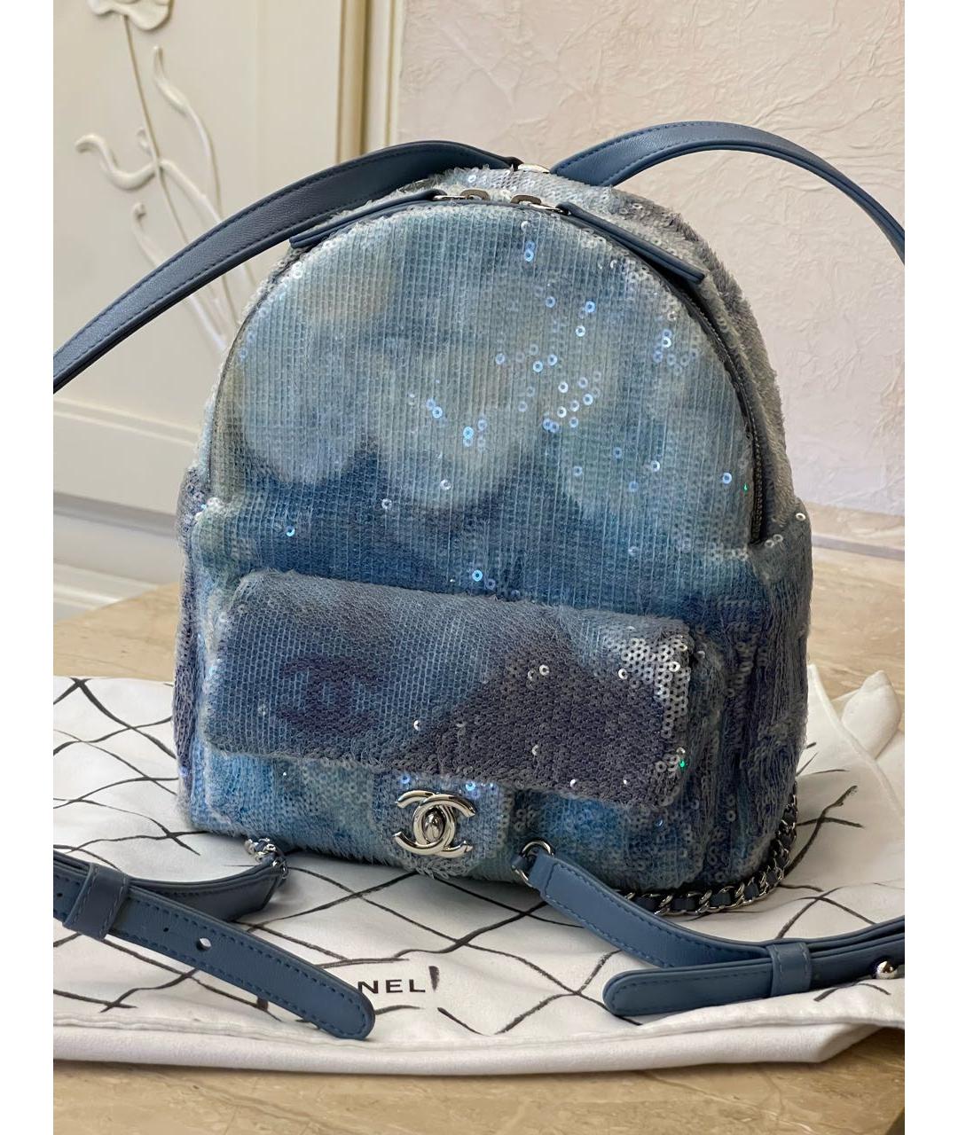 CHANEL PRE-OWNED Голубой рюкзак, фото 8