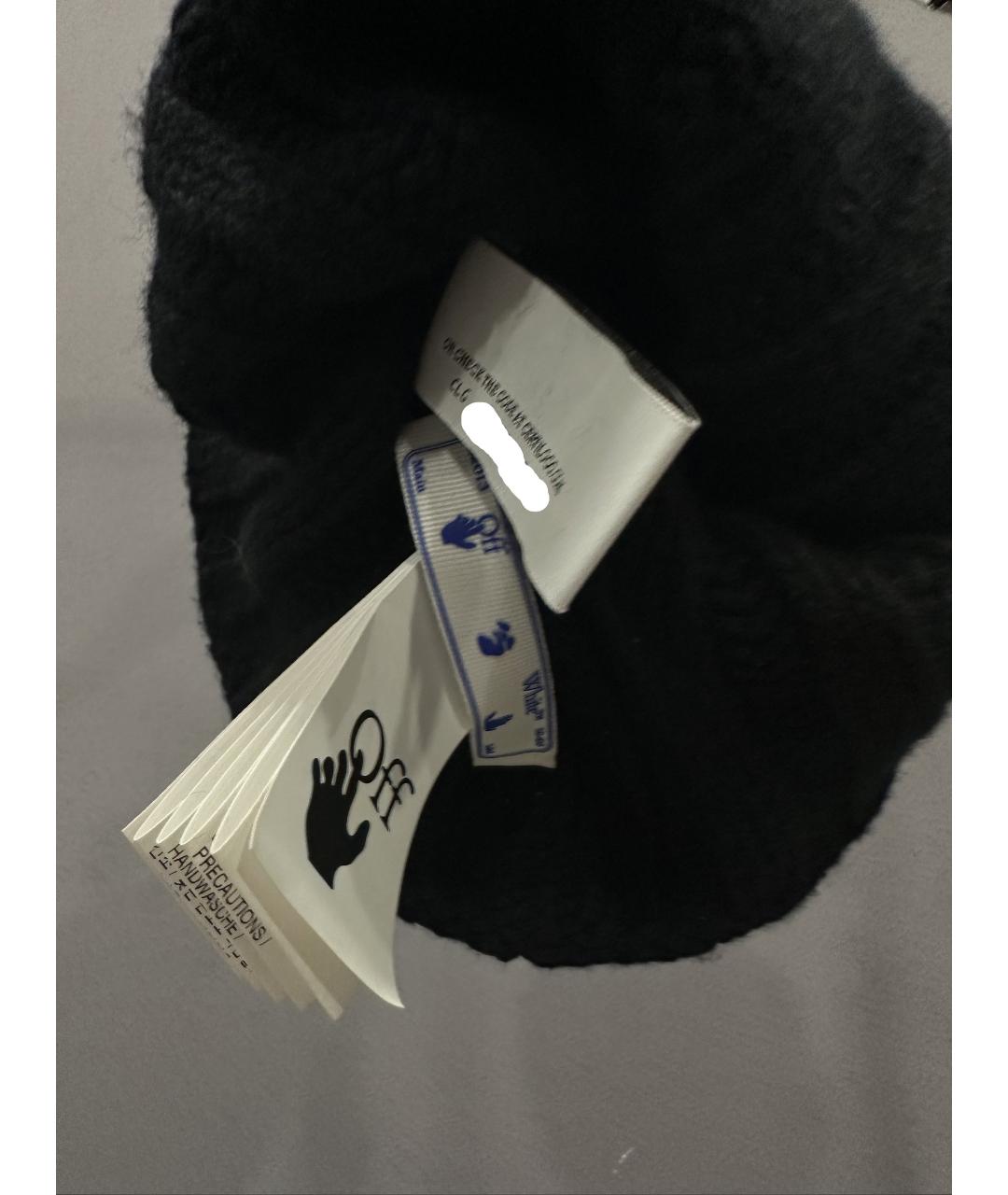 OFF-WHITE Черная шерстяная шапка, фото 5