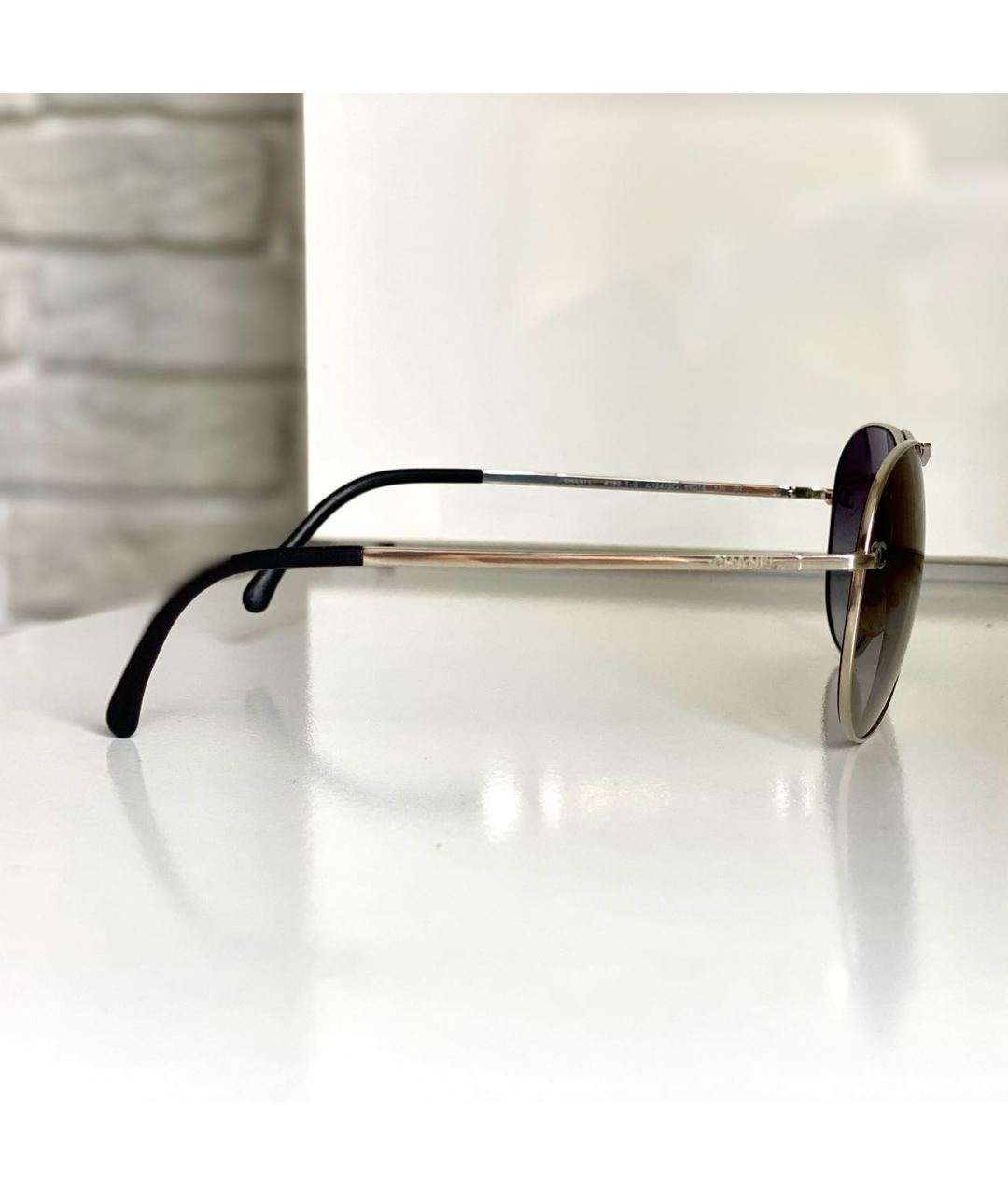 CHANEL PRE-OWNED Антрацитовые металлические солнцезащитные очки, фото 2