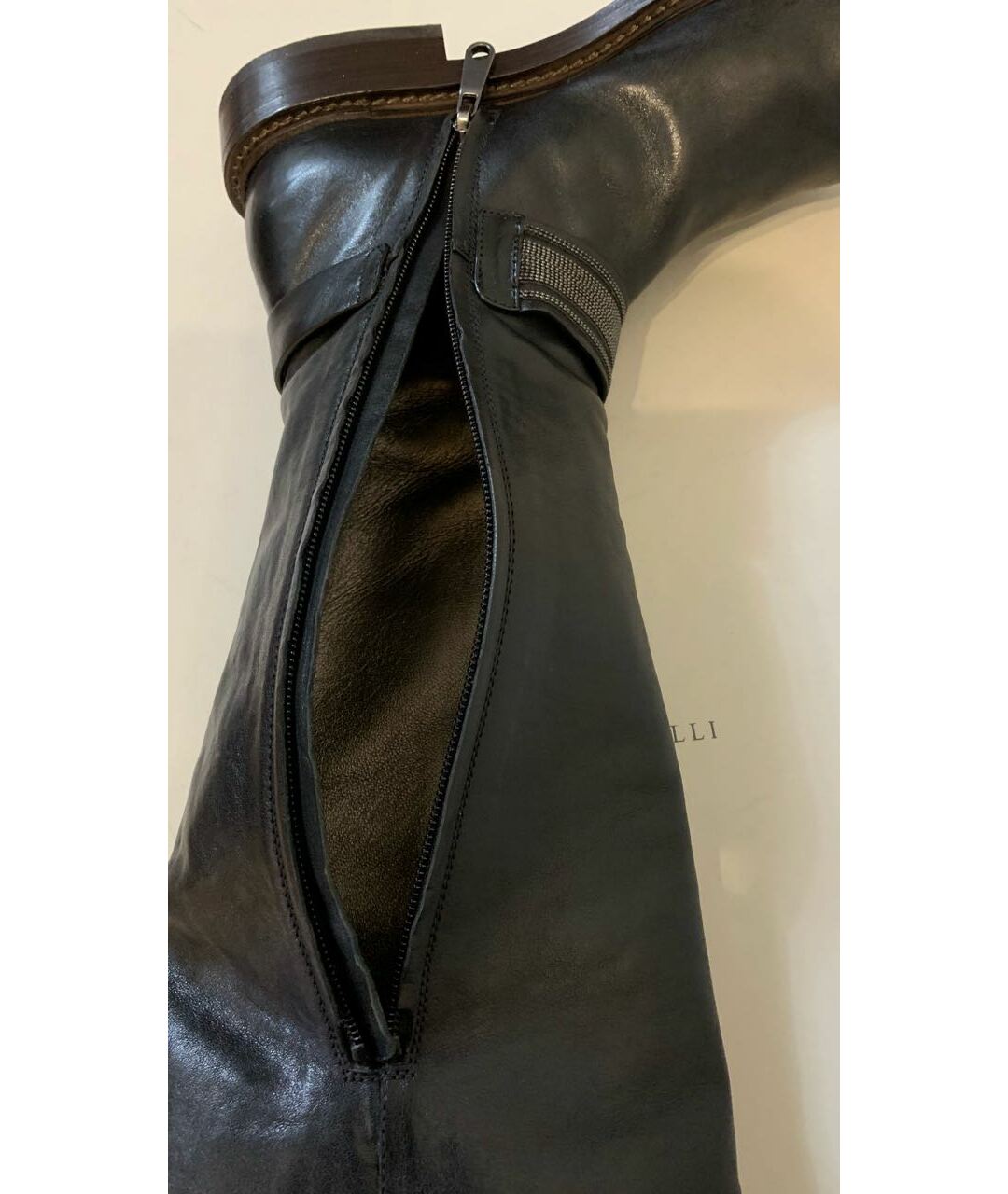 BRUNELLO CUCINELLI Черные кожаные сапоги, фото 4