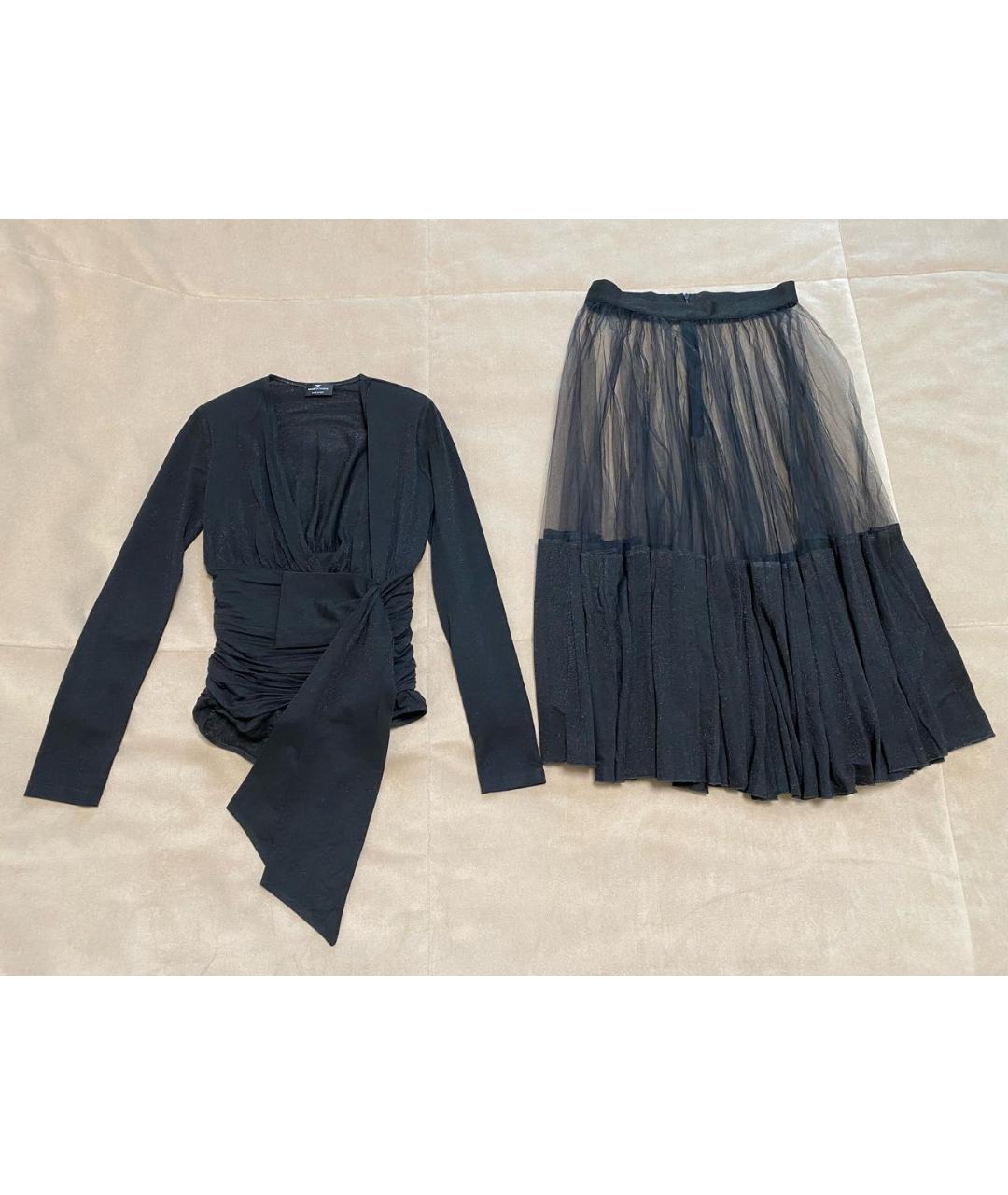ELISABETTA FRANCHI Черный полиэстеровый костюм с юбками, фото 8