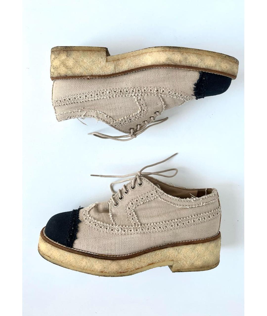 CHANEL Бежевые текстильные брогги и оксфорды, фото 2