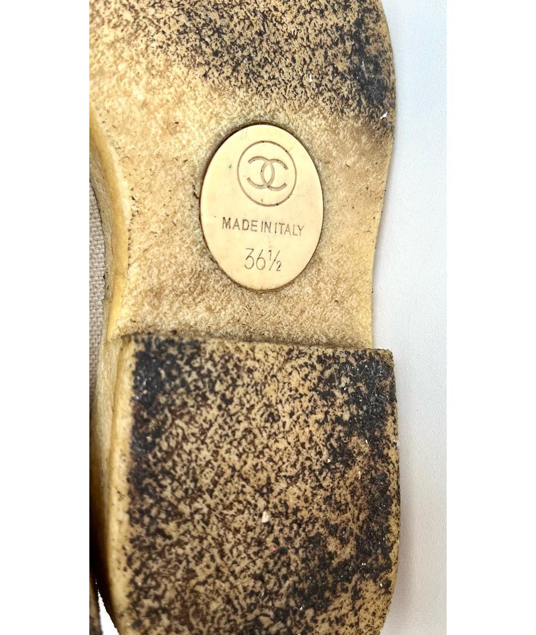 CHANEL Бежевые текстильные брогги и оксфорды, фото 8