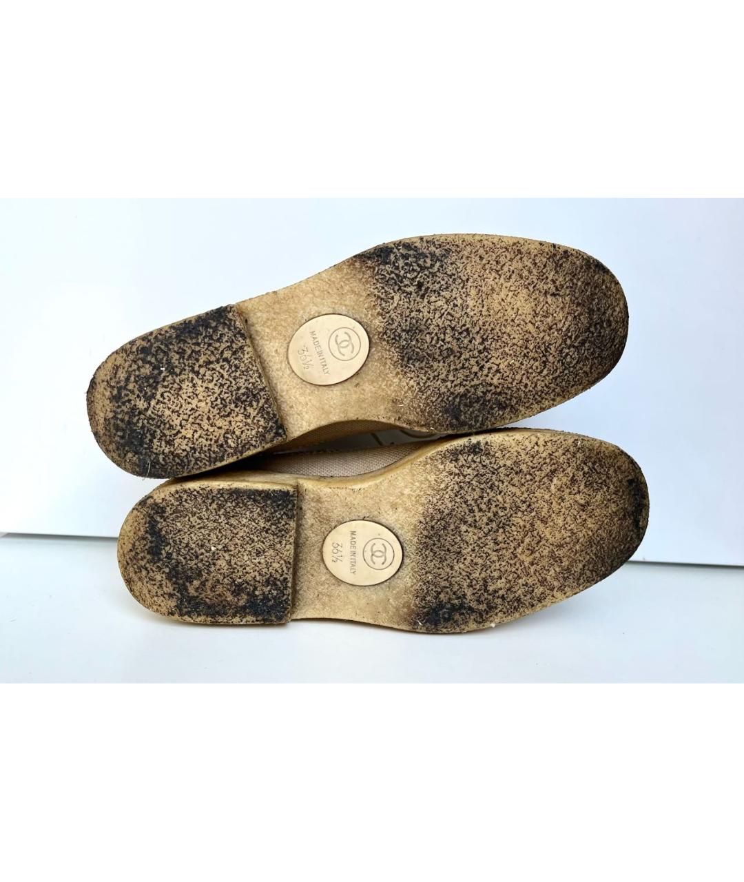 CHANEL Бежевые текстильные брогги и оксфорды, фото 7