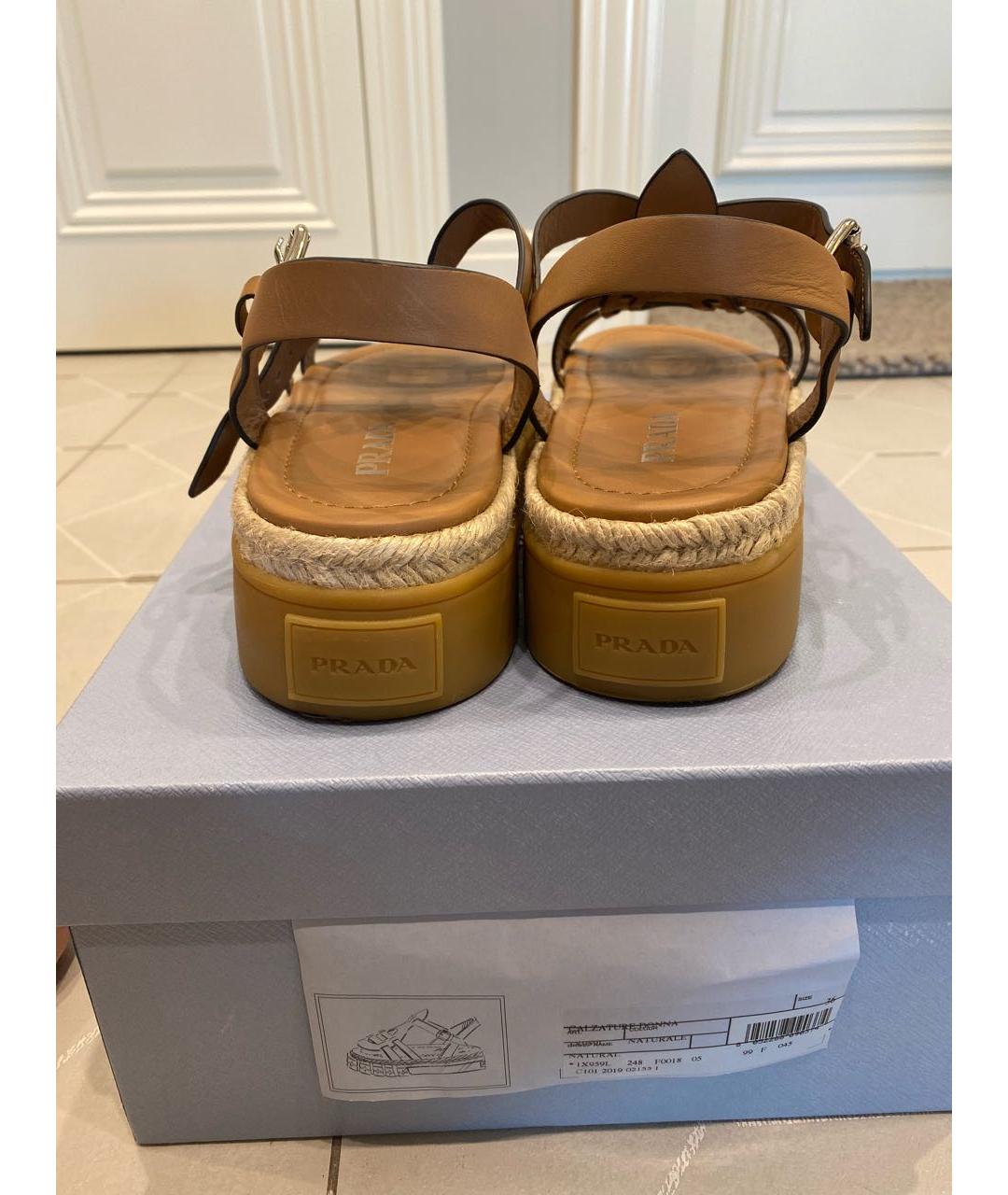 PRADA Оранжевое кожаные сандалии, фото 4