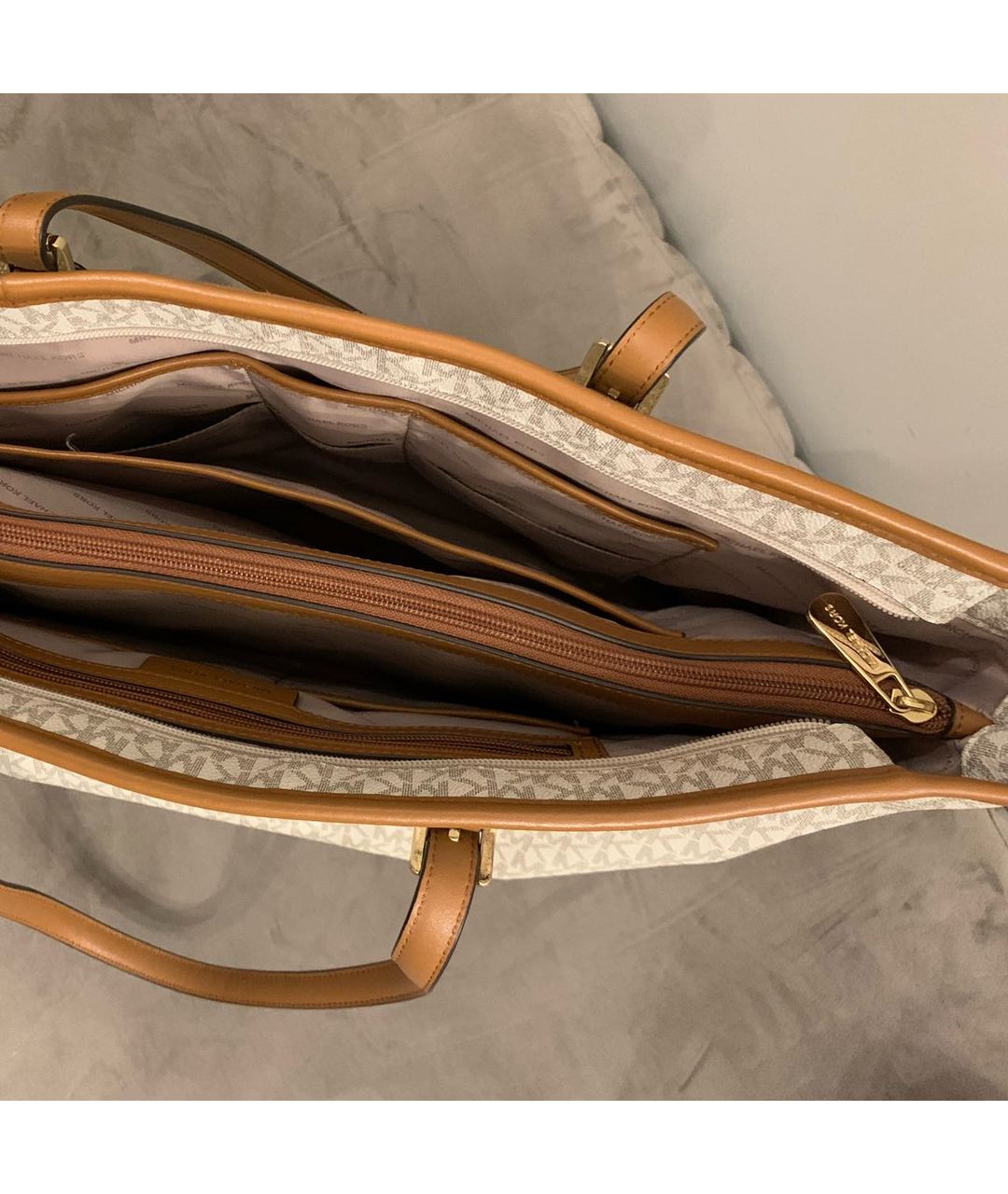 MICHAEL KORS Бежевая пляжная сумка из искусственной кожи, фото 3