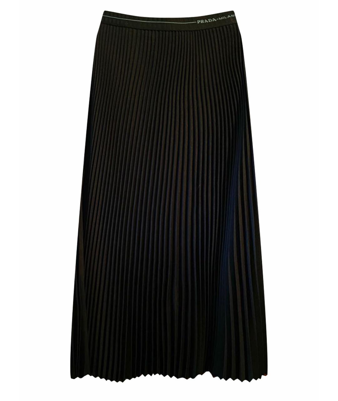 PRADA Черная полиэстеровая юбка миди, фото 1
