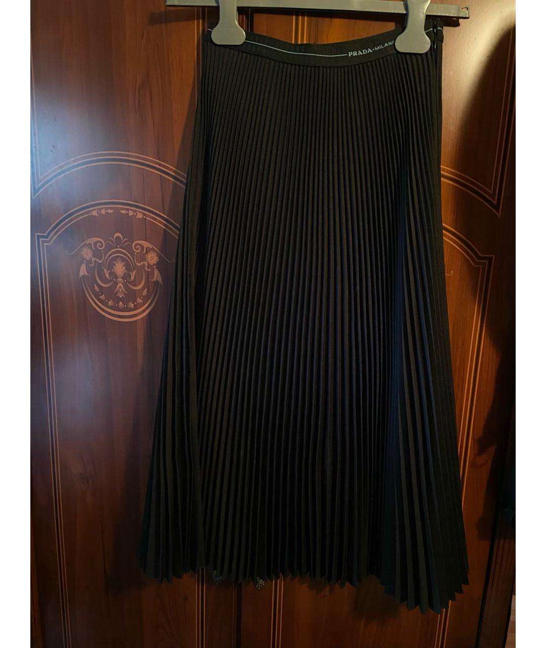 PRADA Черная полиэстеровая юбка миди, фото 6