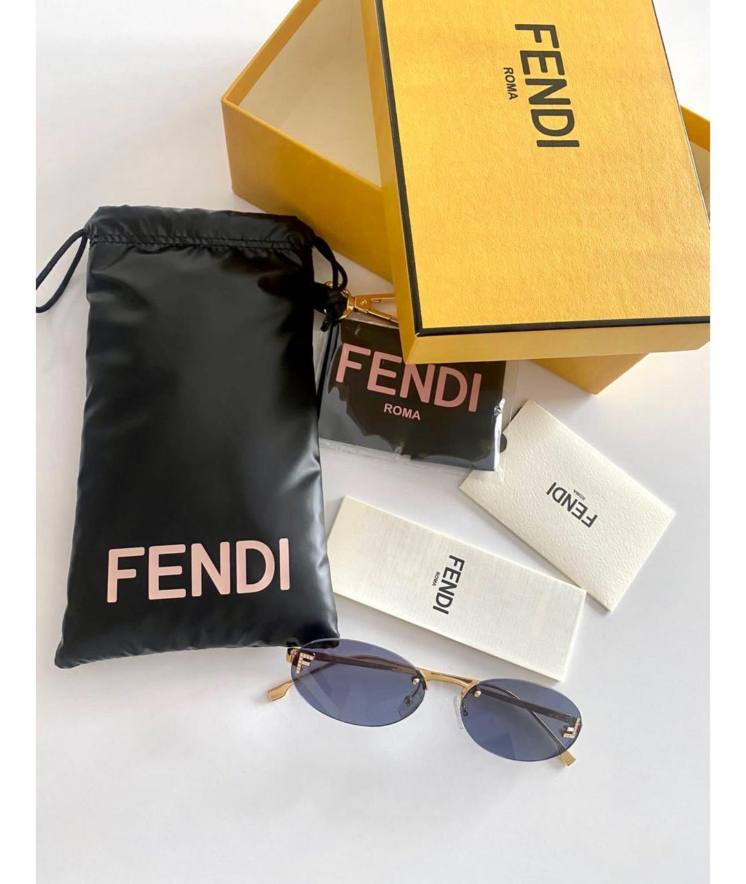 FENDI Синие металлические солнцезащитные очки, фото 5
