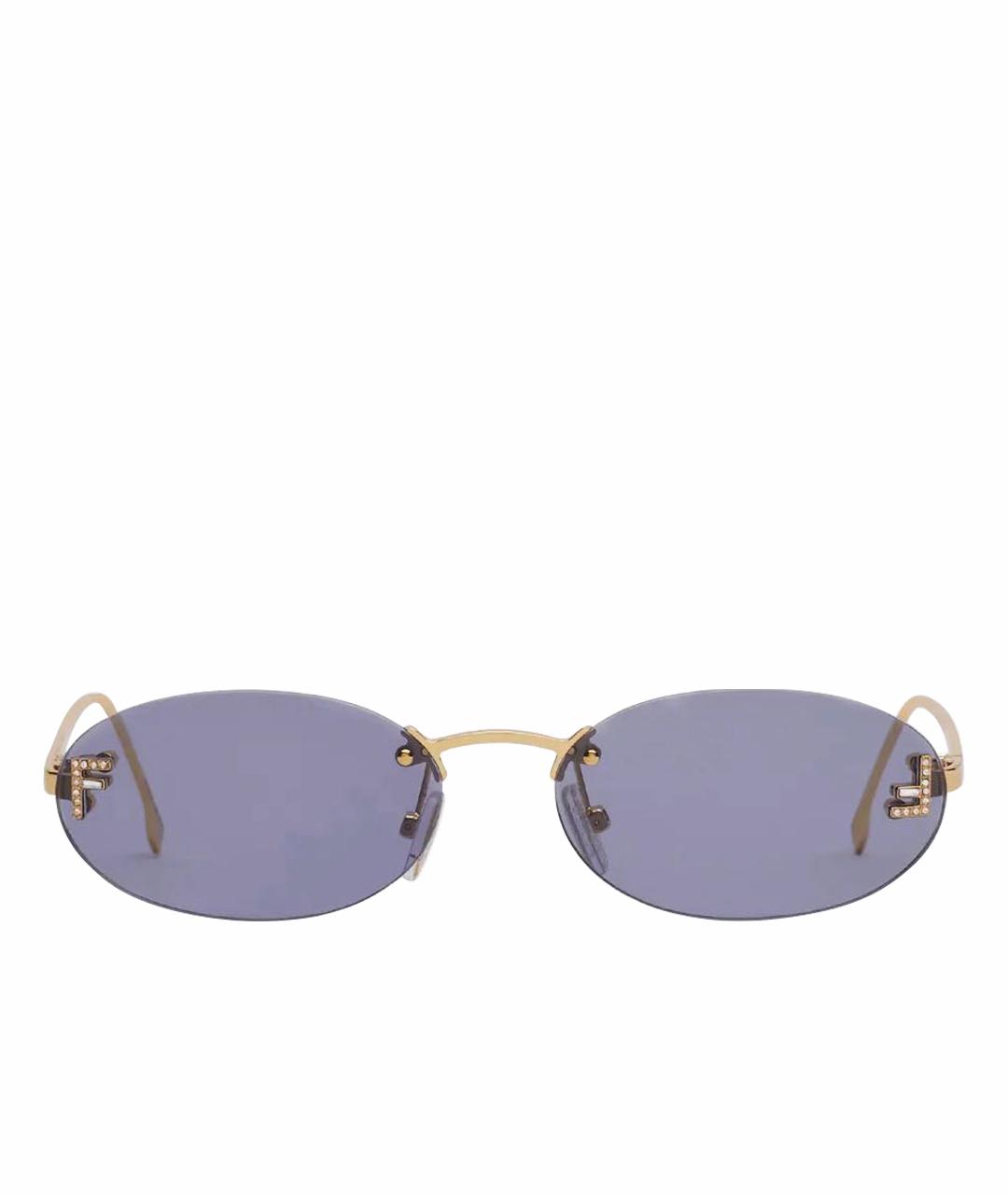 FENDI Синие металлические солнцезащитные очки, фото 1