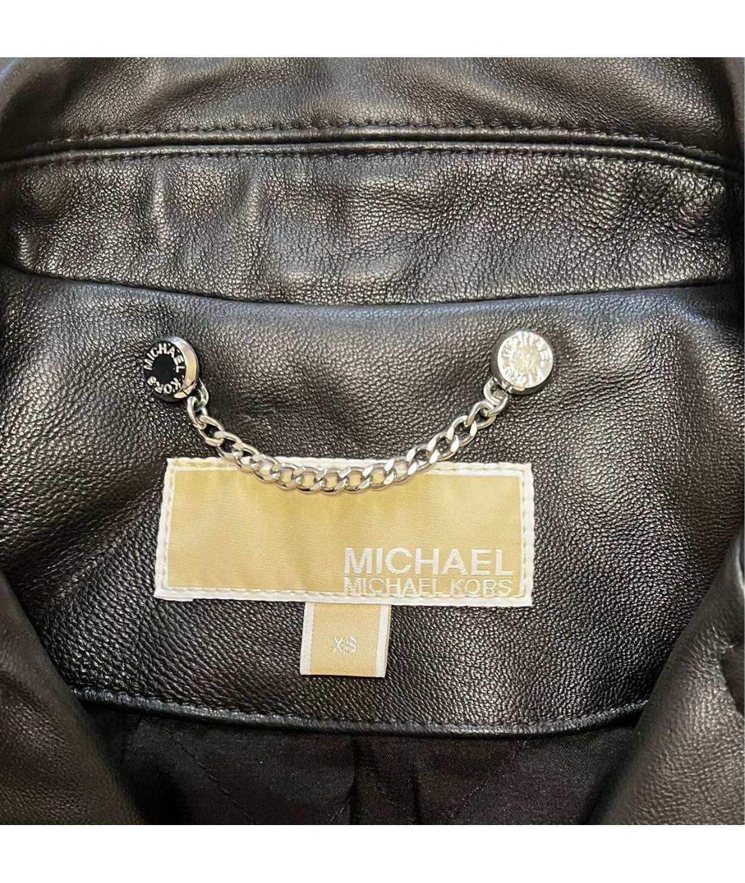 MICHAEL MICHAEL KORS Черная кожаная куртка, фото 3