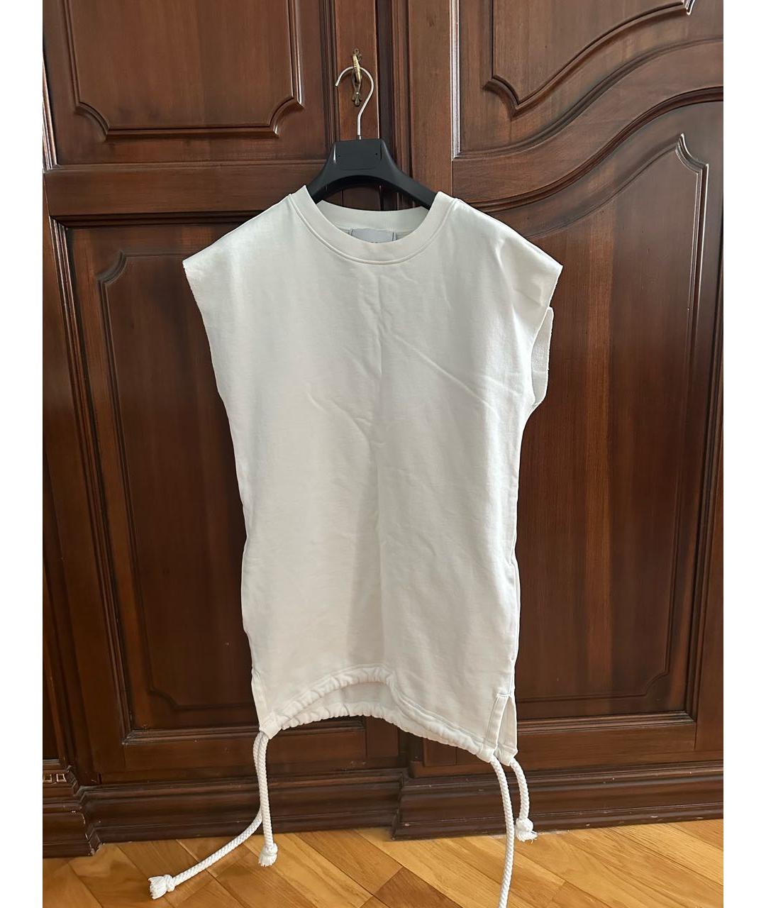 PHILOSOPHY DI LORENZO SERAFINI Белое хлопковое повседневное платье, фото 5