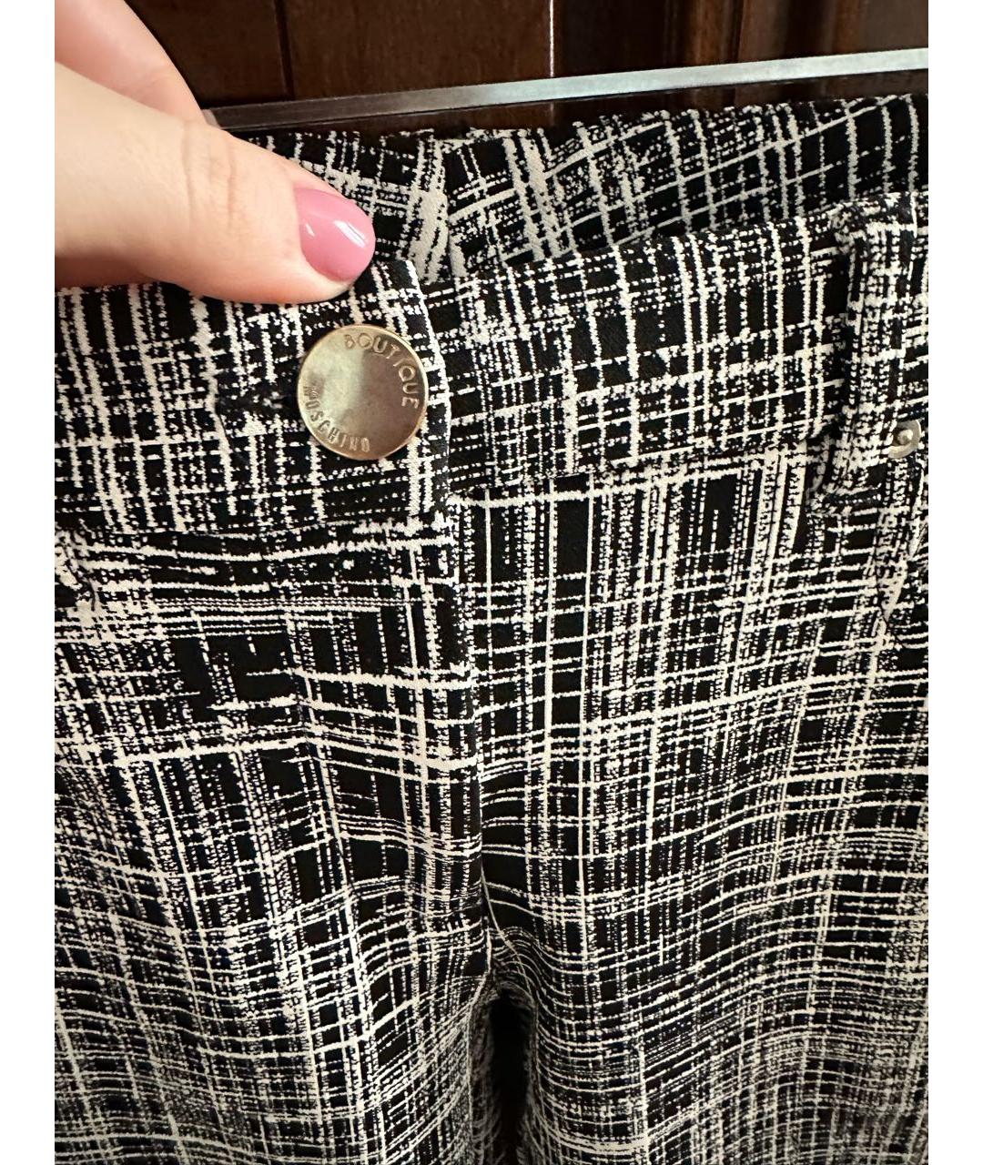 BOUTIQUE MOSCHINO Черные полиэстеровые брюки узкие, фото 3