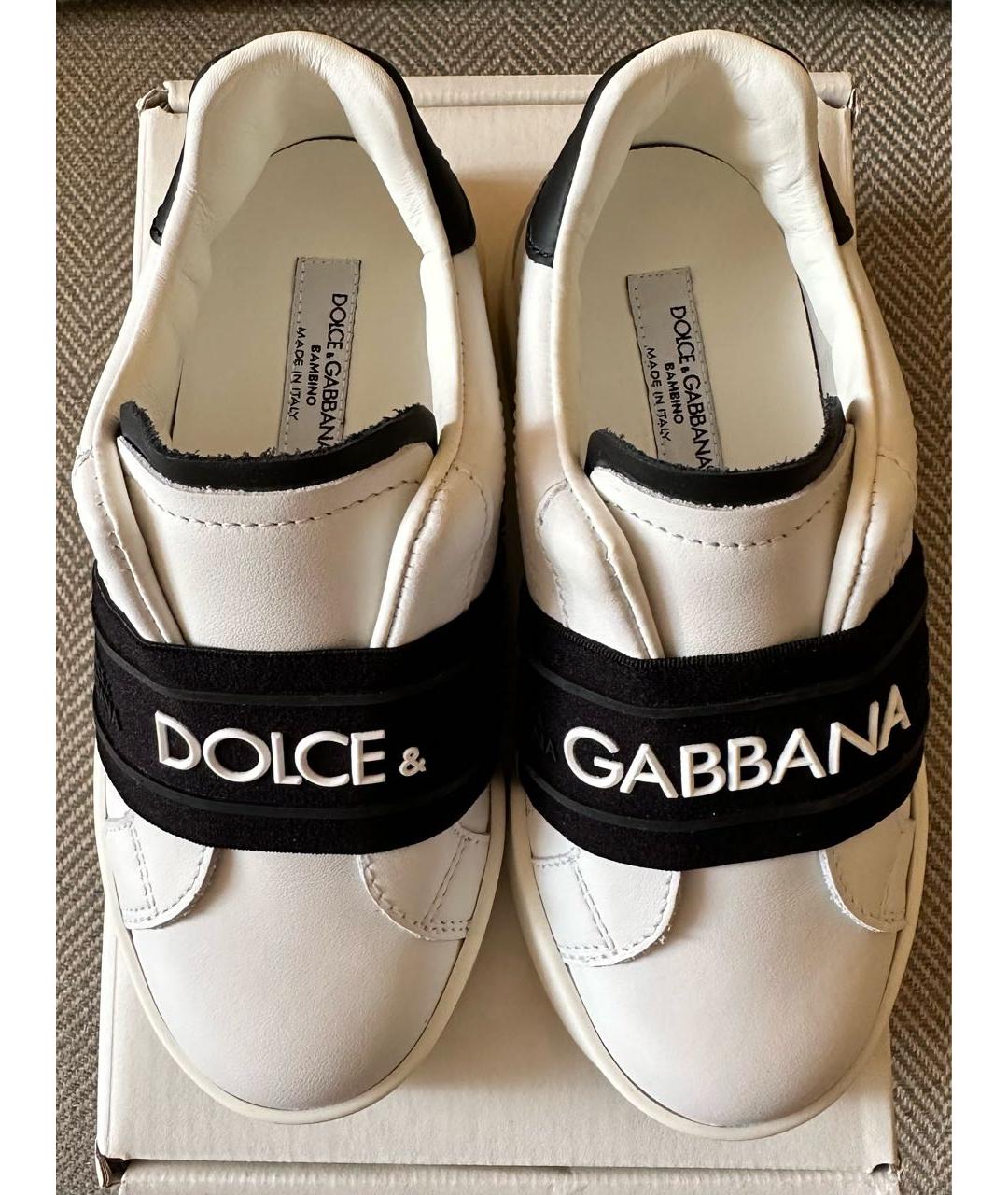 DOLCE&GABBANA Белые кожаные кеды, фото 6
