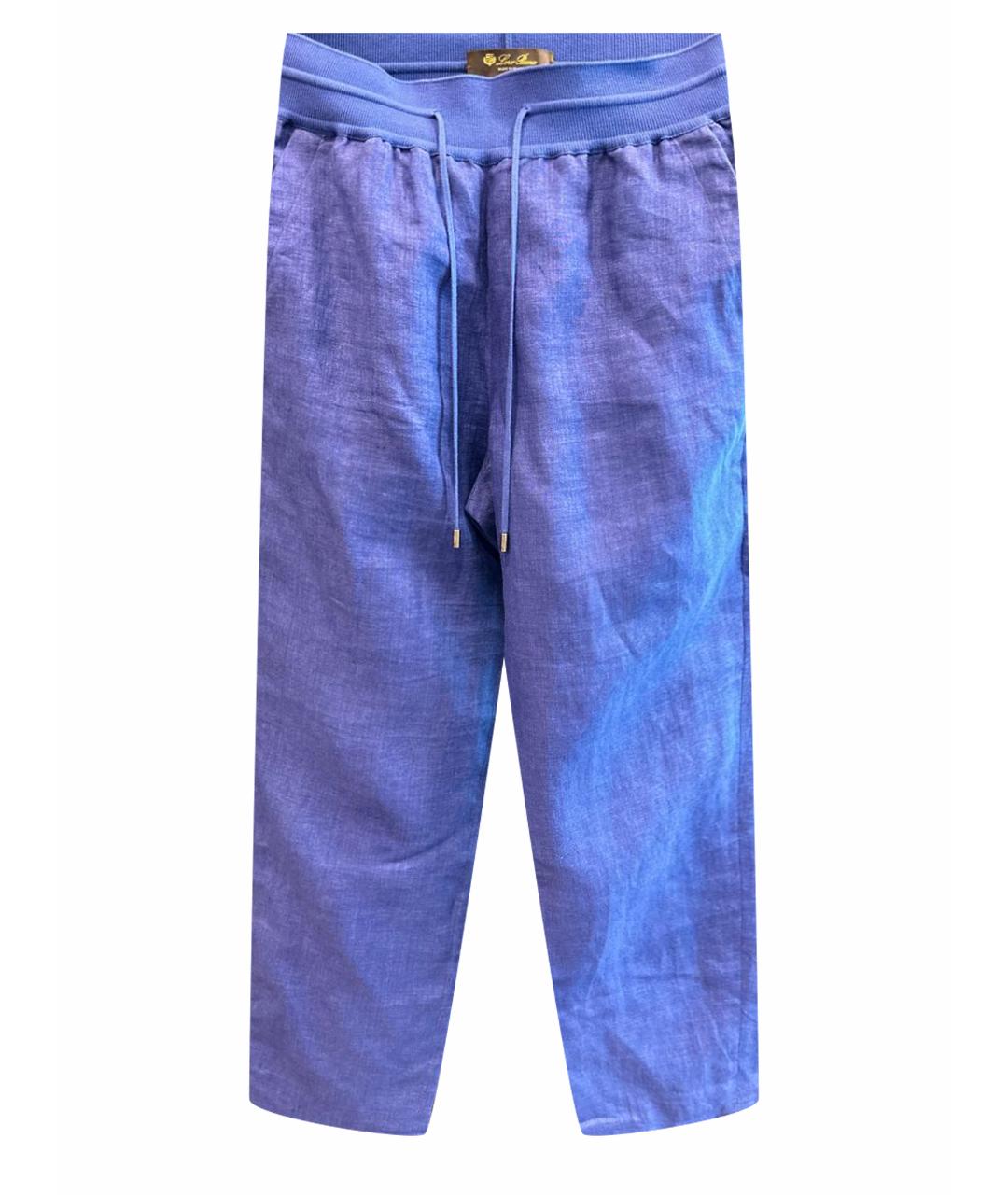 LORO PIANA Синие льняные прямые брюки, фото 1