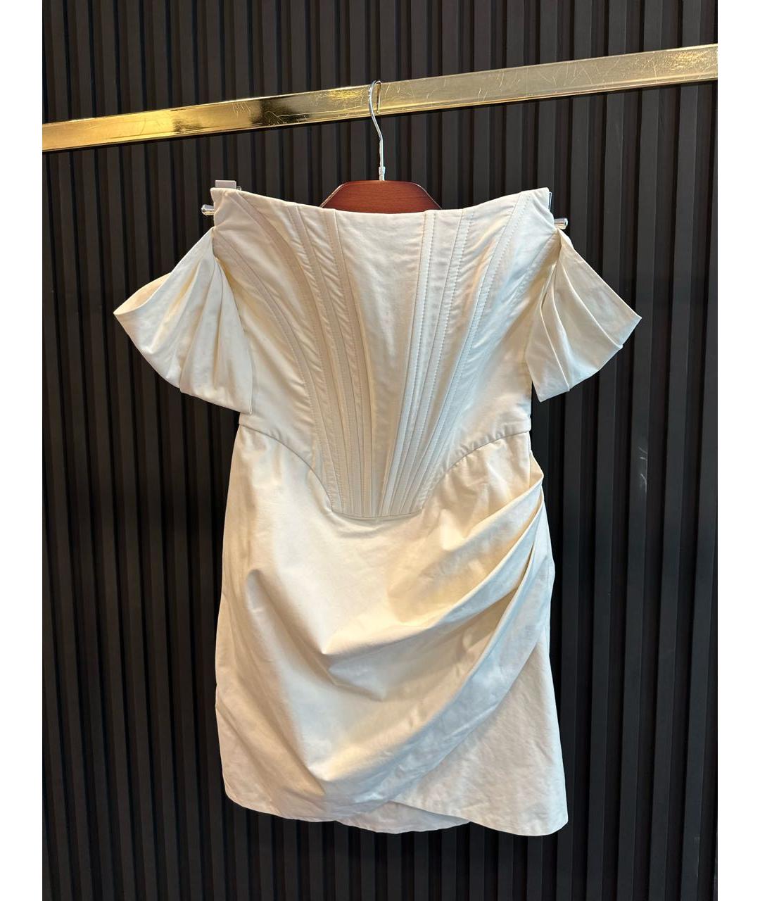 GIUSEPPE DI MORABITO Белое хлопковое коктейльное платье, фото 6