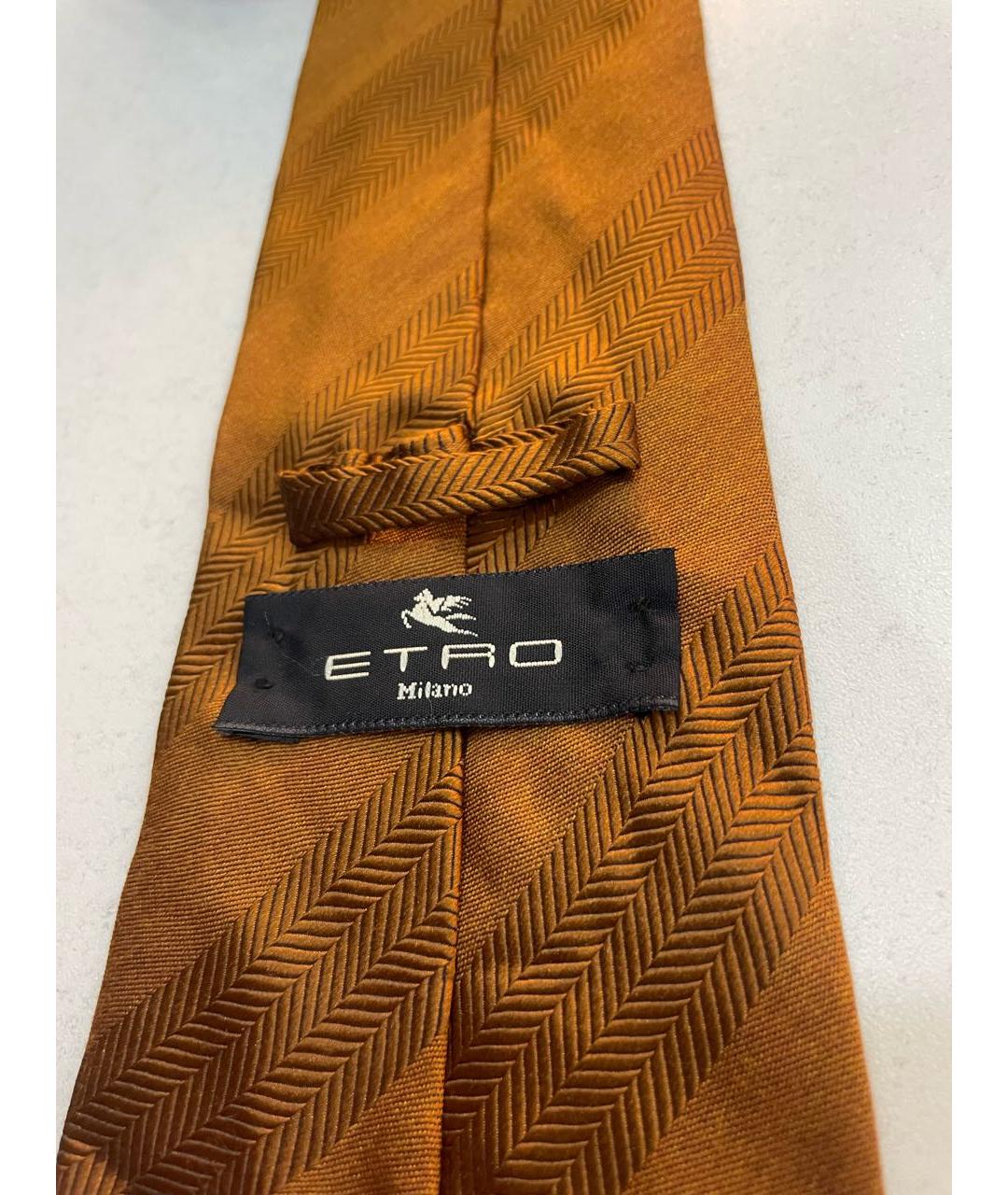 ETRO Горчичный шелковый галстук, фото 3