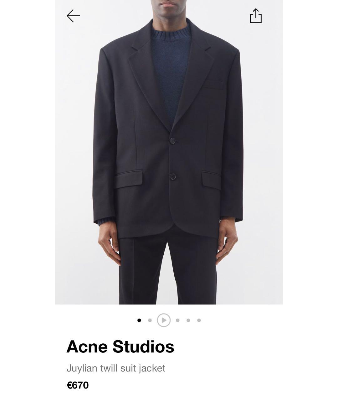 ACNE STUDIOS Черный шерстяной пиджак, фото 4