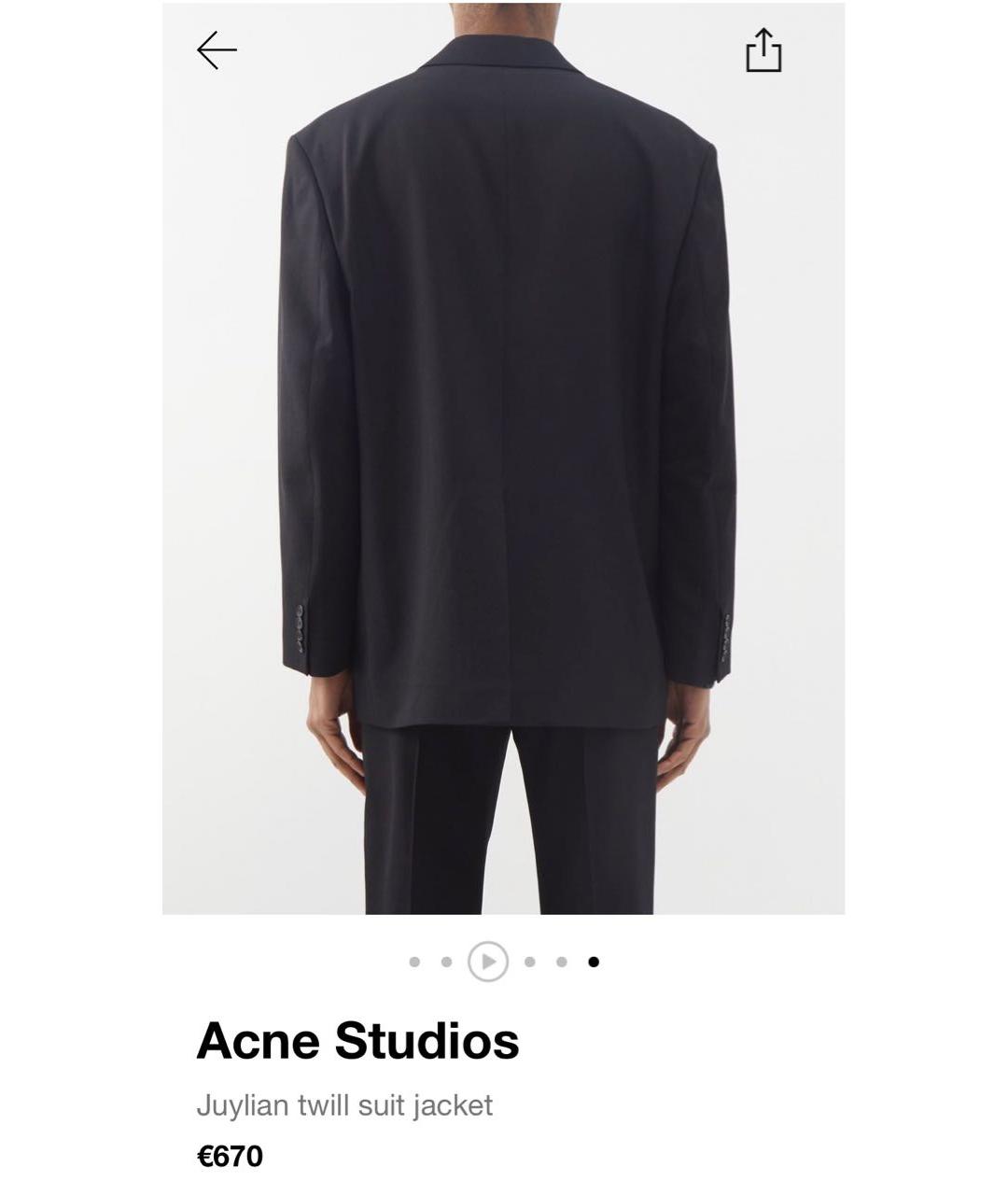 ACNE STUDIOS Черный шерстяной пиджак, фото 5