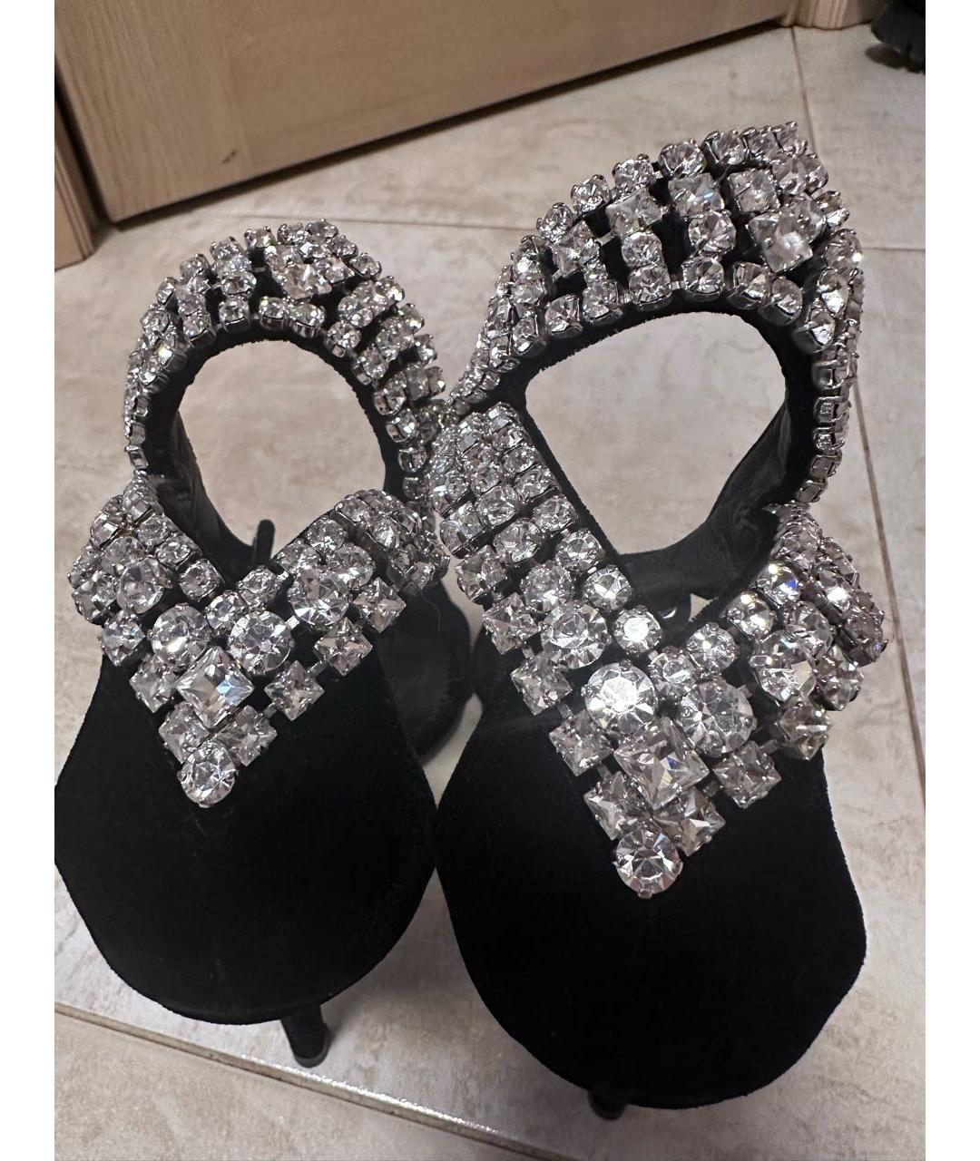 GIUSEPPE ZANOTTI DESIGN Черные бархатные босоножки, фото 2