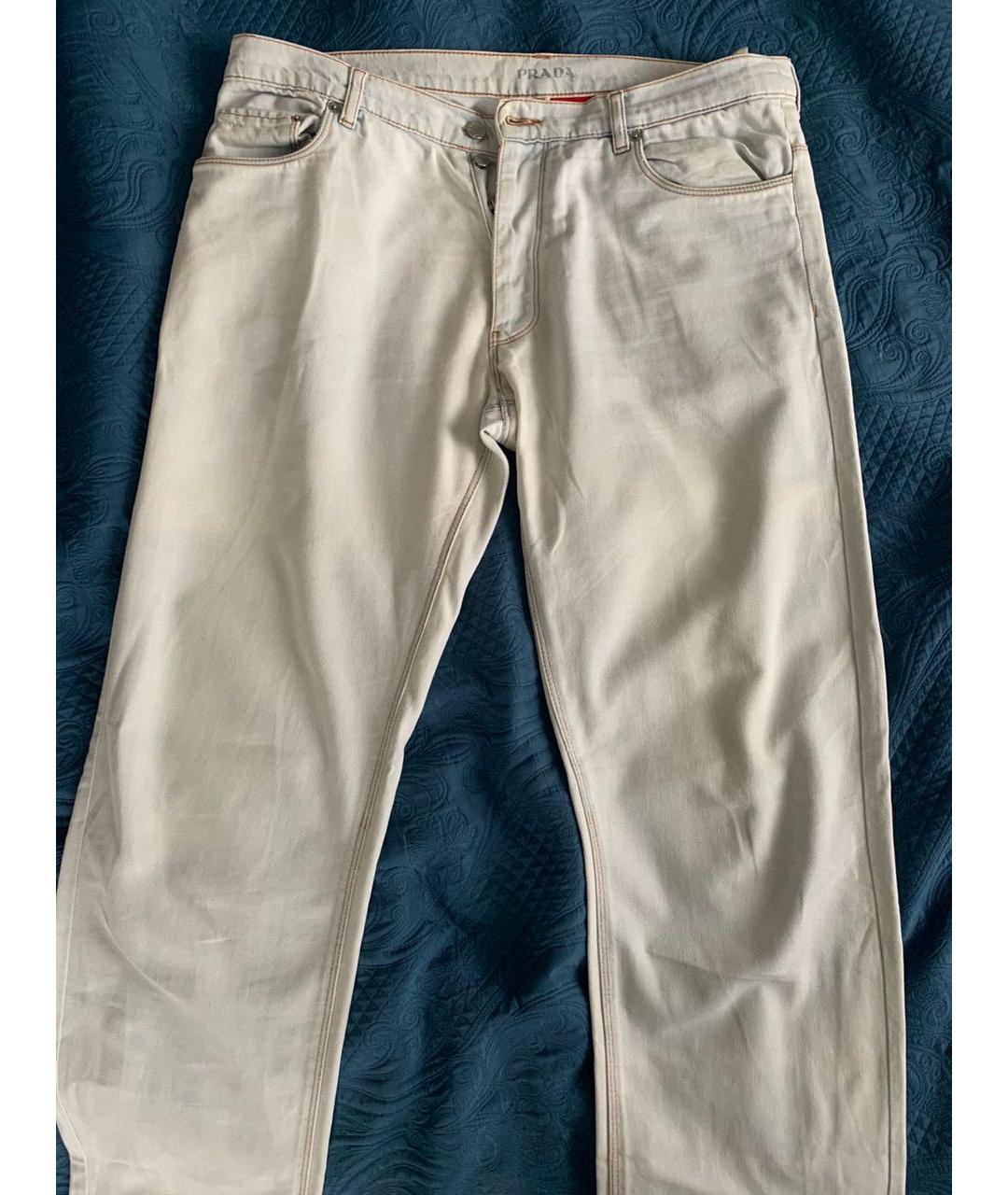 PRADA Белые хлопковые прямые джинсы, фото 5