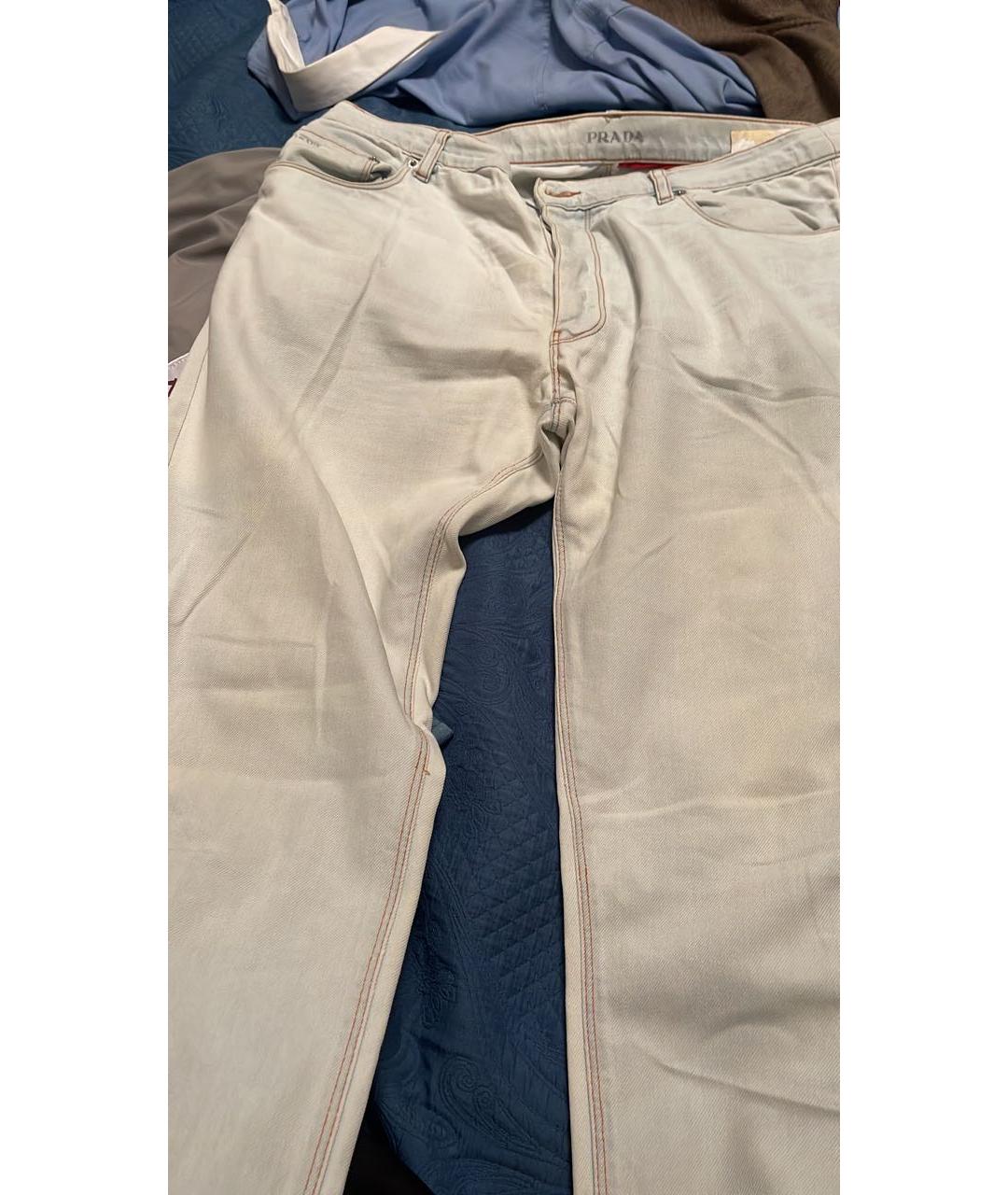 PRADA Белые хлопковые прямые джинсы, фото 6