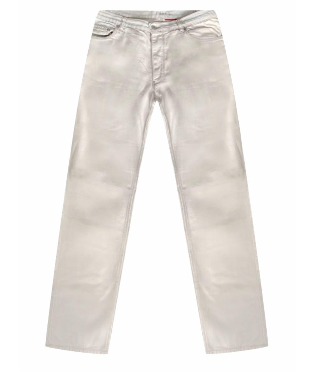 PRADA Белые хлопковые прямые джинсы, фото 1