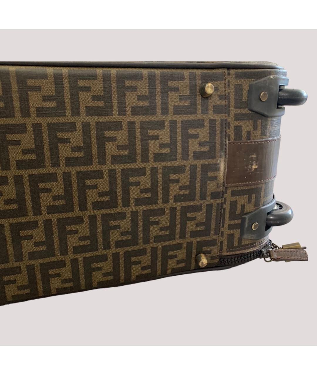 FENDI Коричневый кожаный чемодан, фото 4