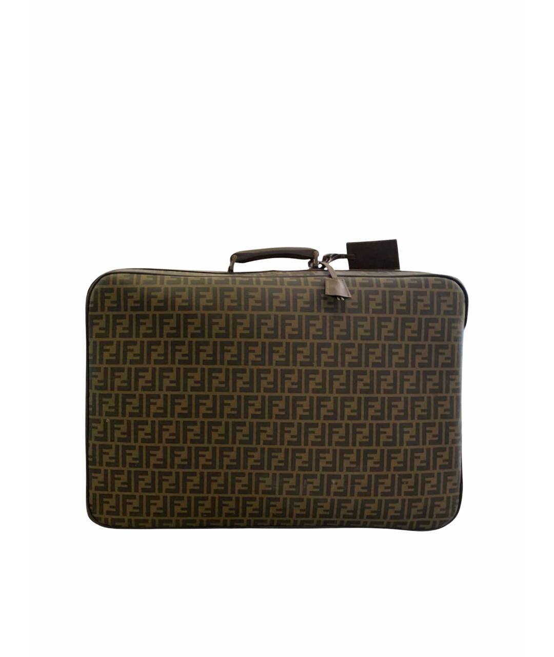 FENDI Коричневый кожаный чемодан, фото 1