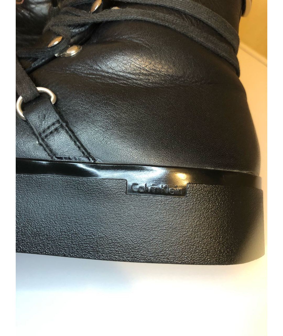 CALVIN KLEIN Черные кожаные ботинки, фото 7