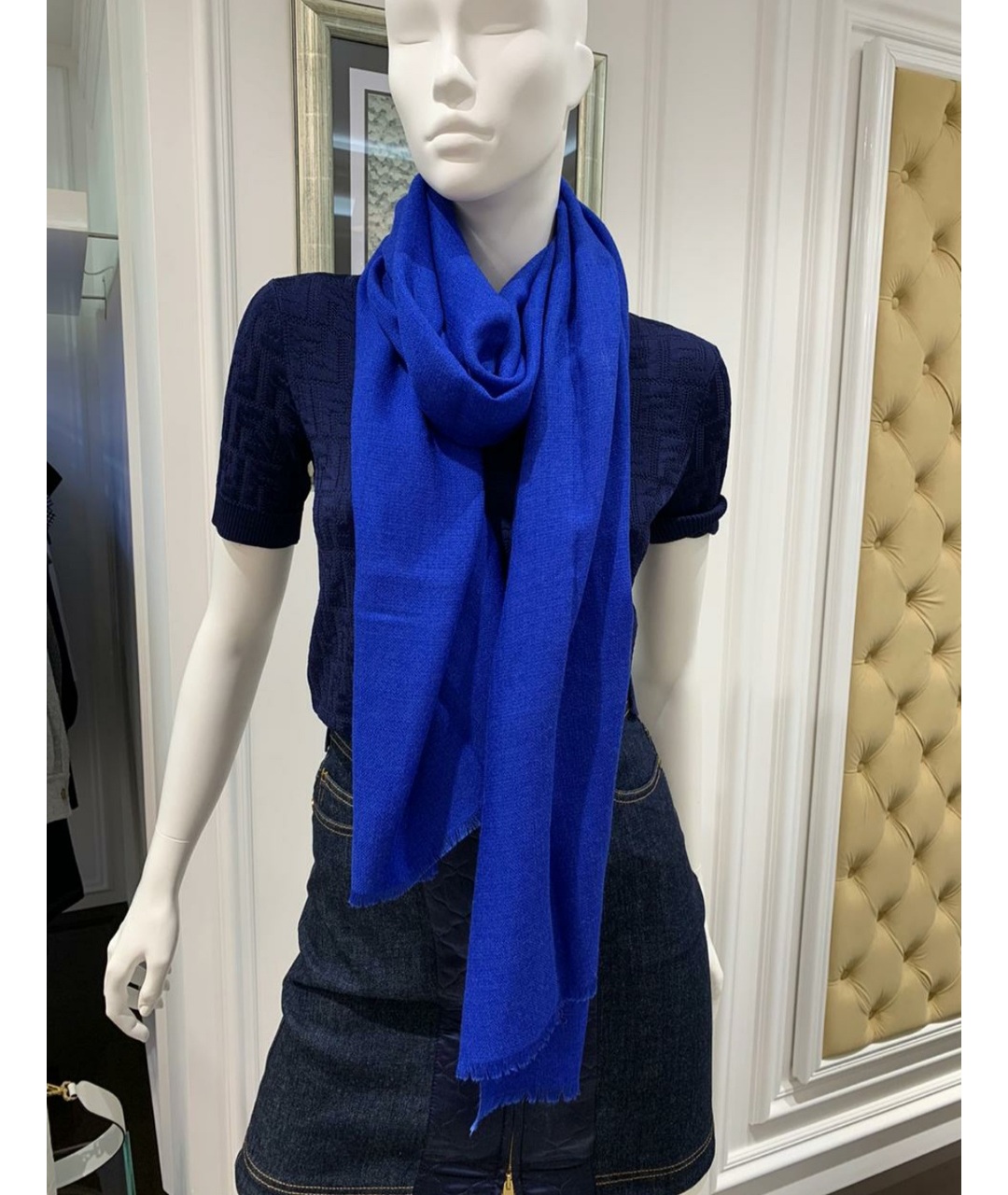 ETRO Синий кашемировый шарф, фото 4