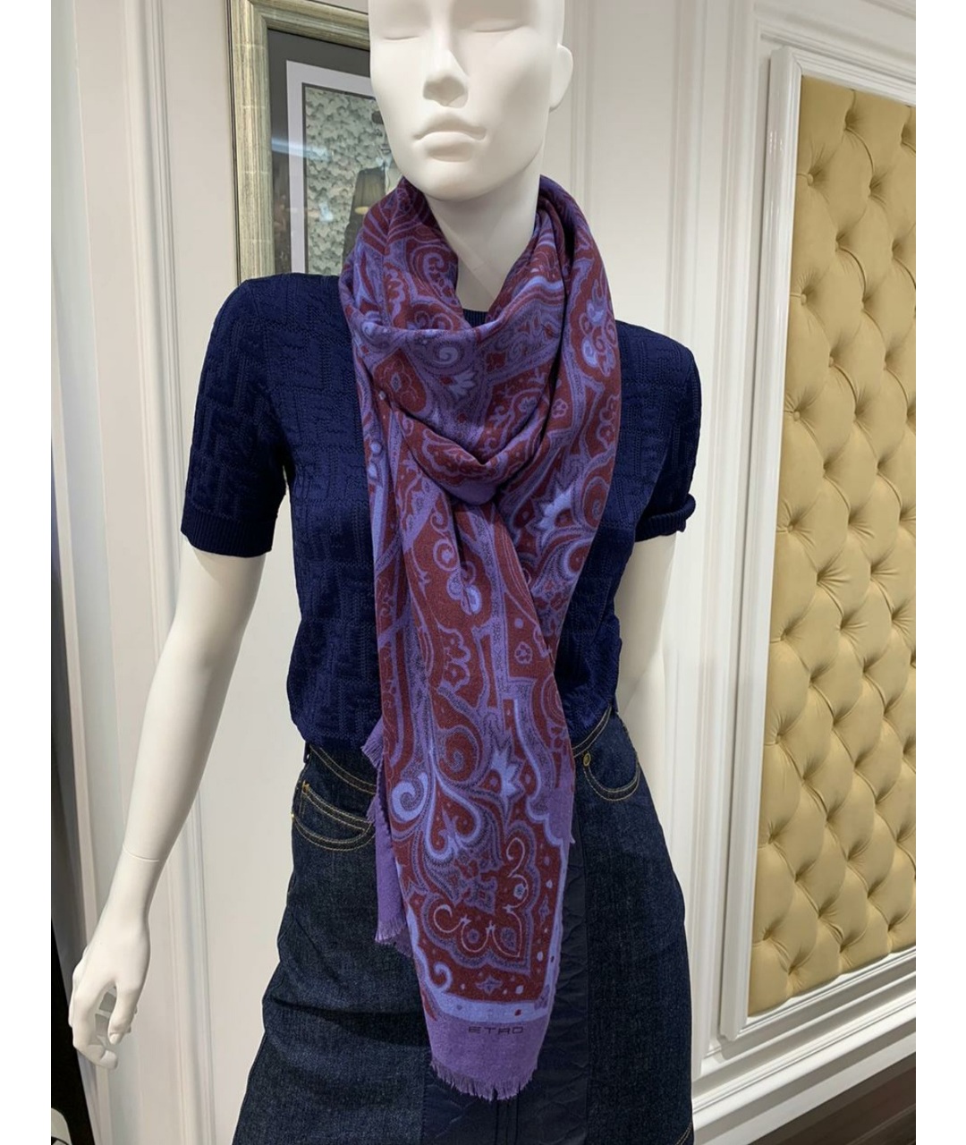 ETRO Фиолетовый кашемировый шарф, фото 4